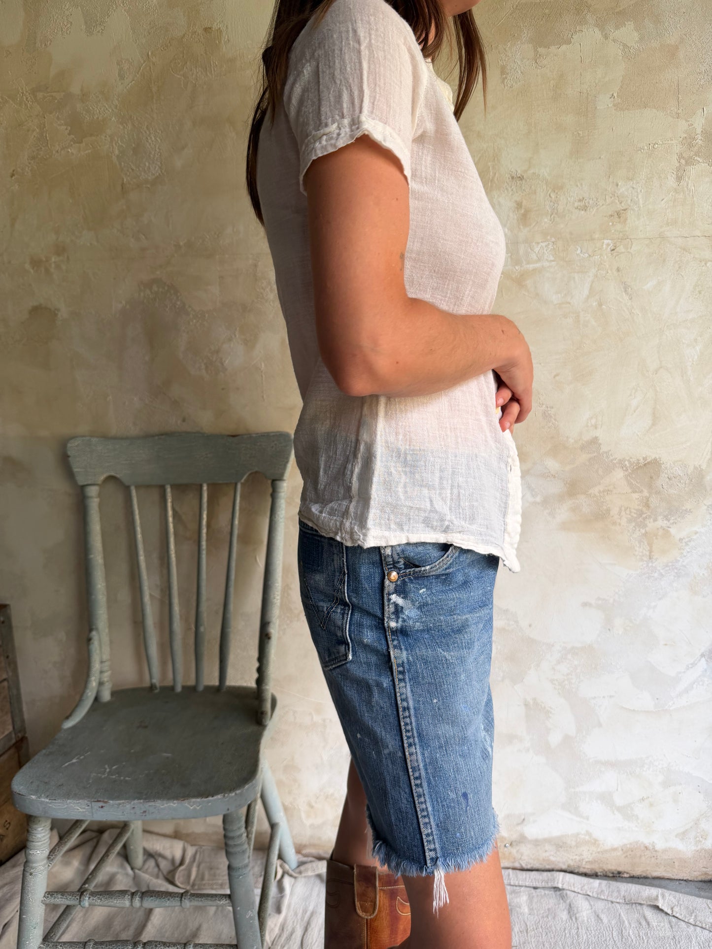 Gauzy Cotton Button Up Top