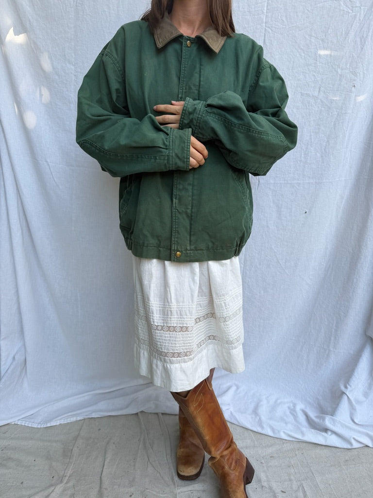 Emerald Green Cotton Bomber Jacket
