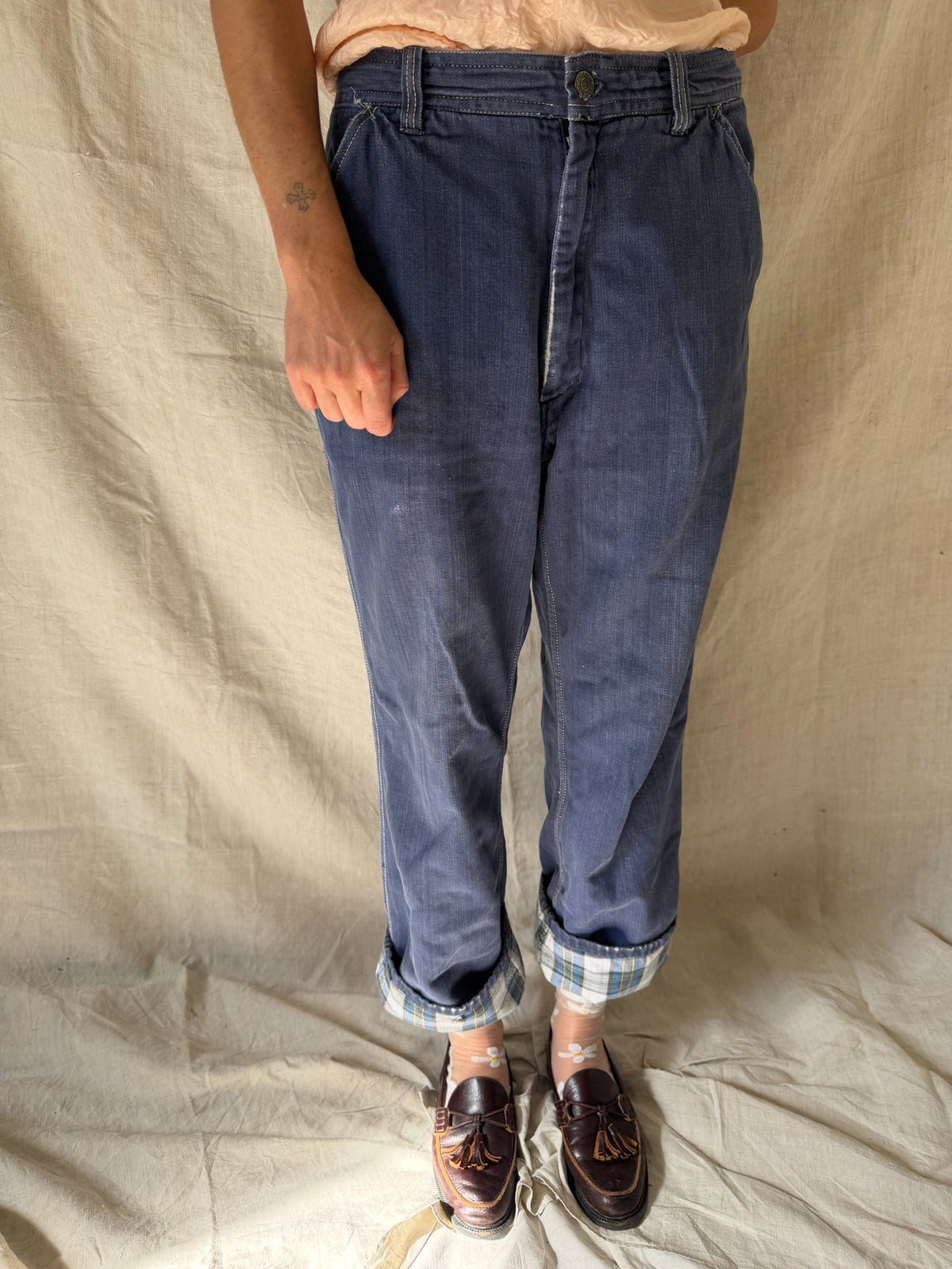 Plaid Lined Indigo Denim