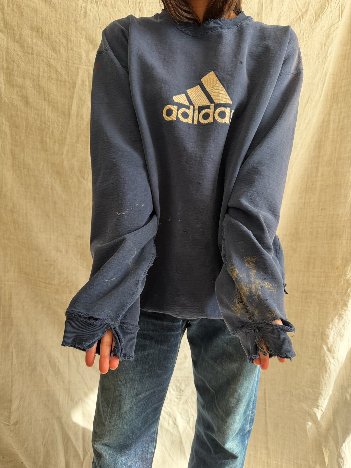 Super Distressed Adidas Crewneck