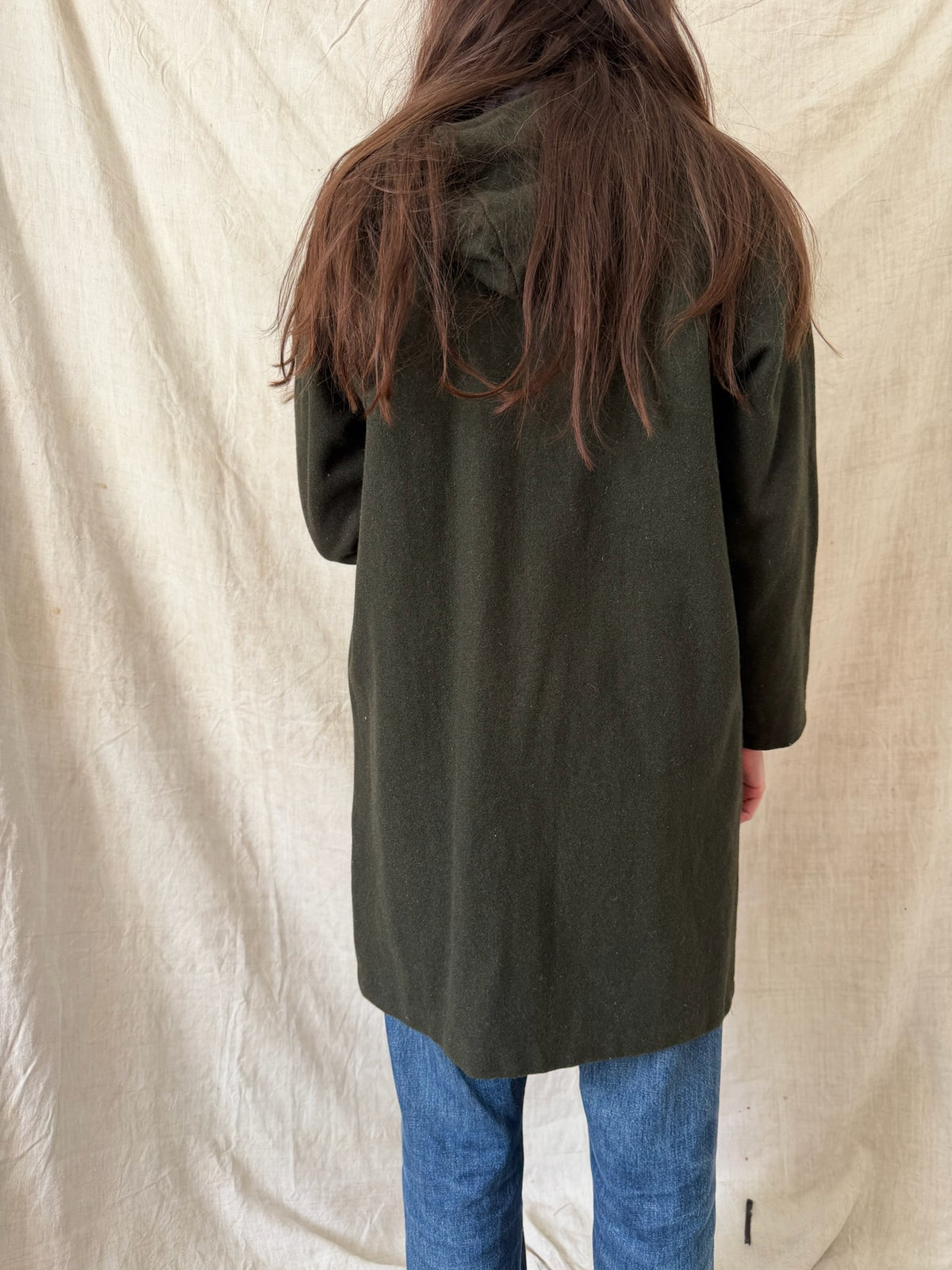 Hunter Green Wool Hooded Jacket