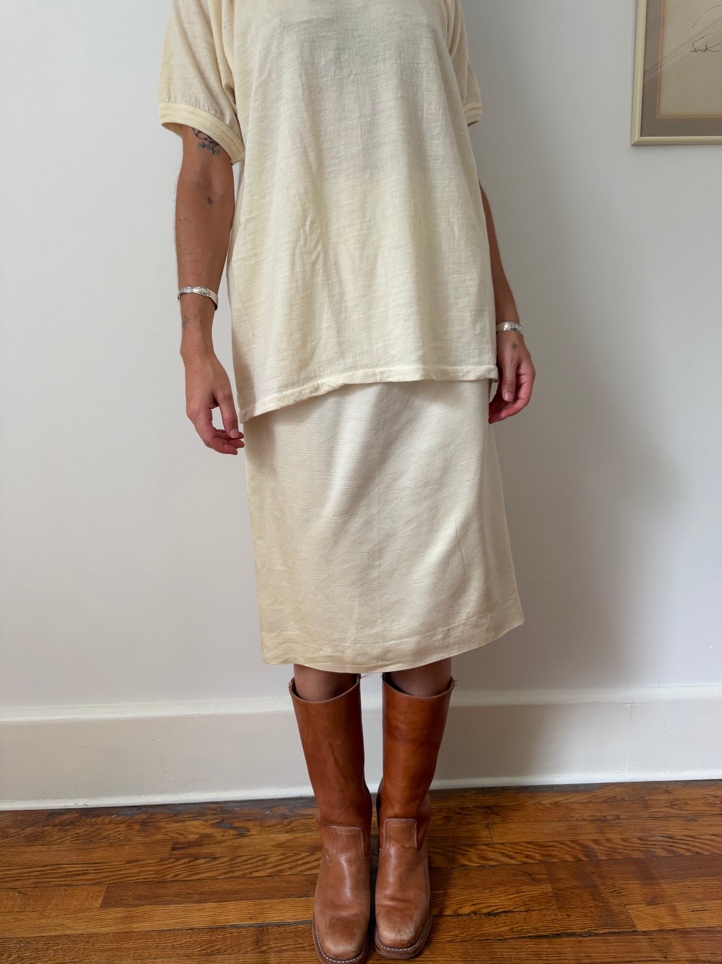 Butter Yellow Silk Skirt