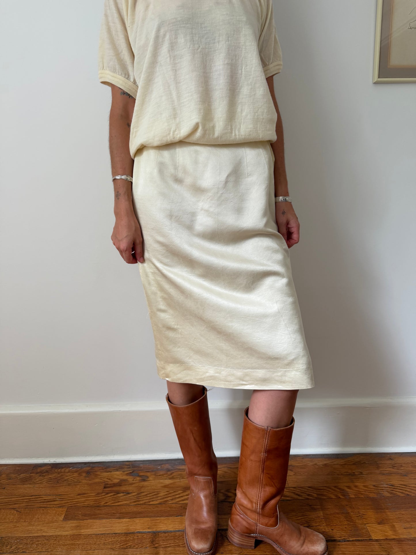 Butter Yellow Silk Skirt
