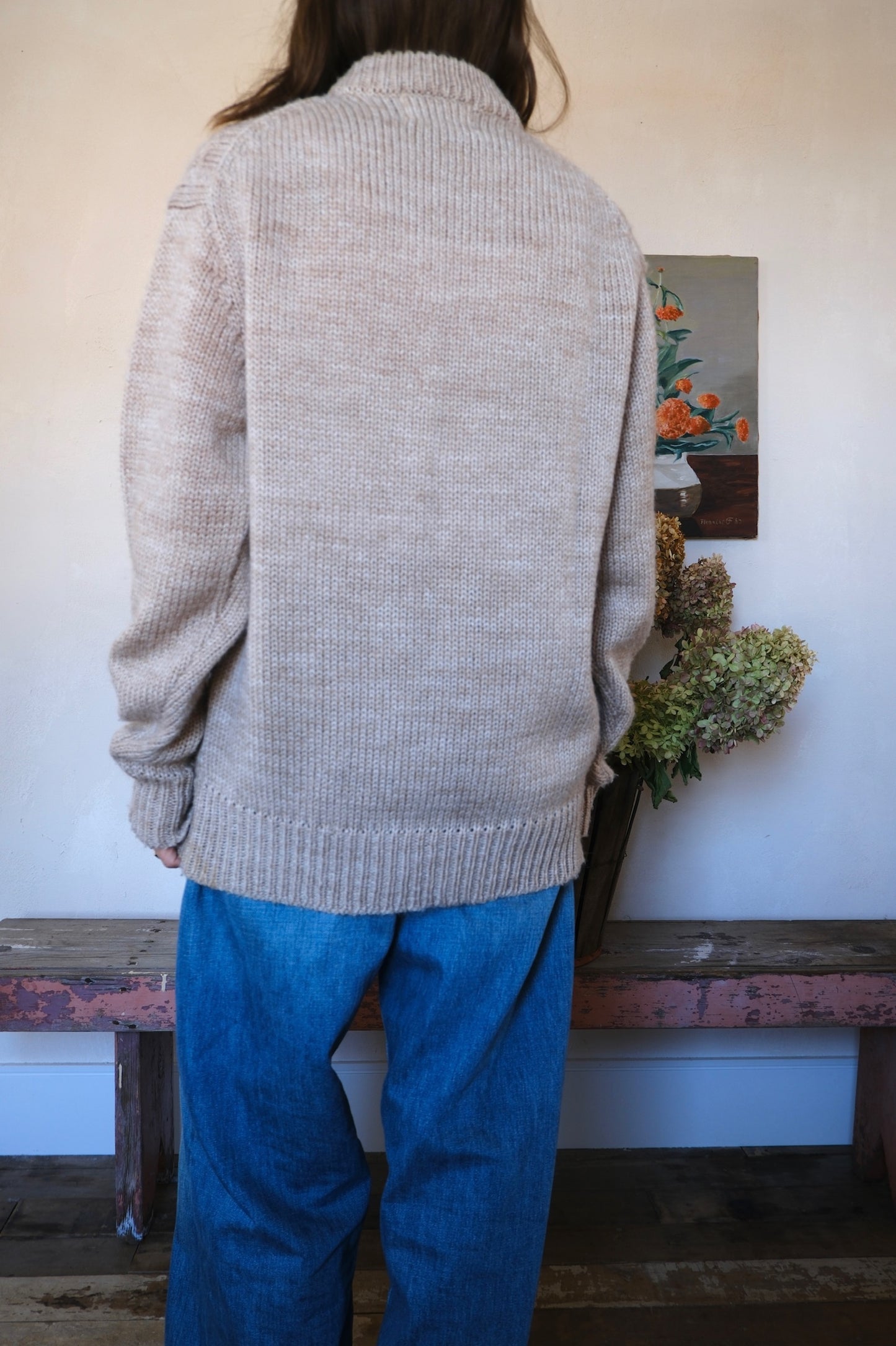 Beige Cable Knit Sweater