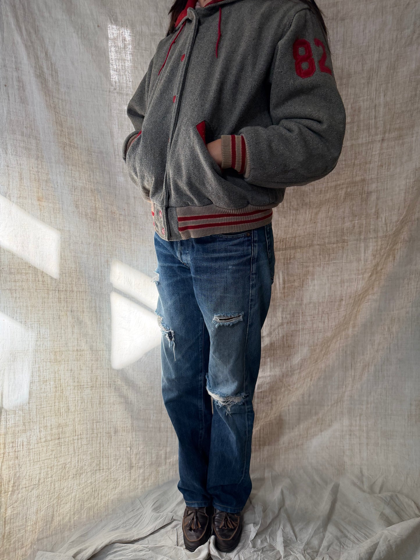 Warriors Grey + Red Cheerleading Jacket