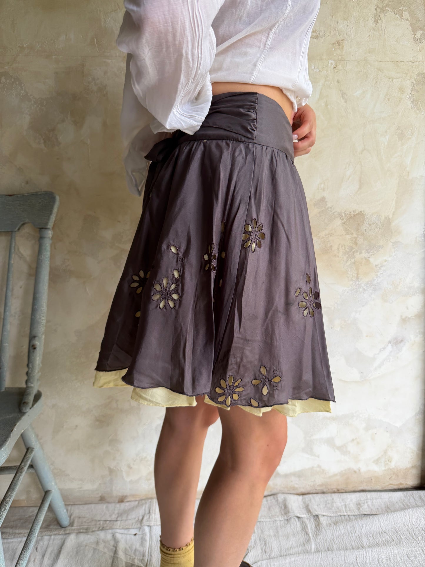 Silk Floral Skirt