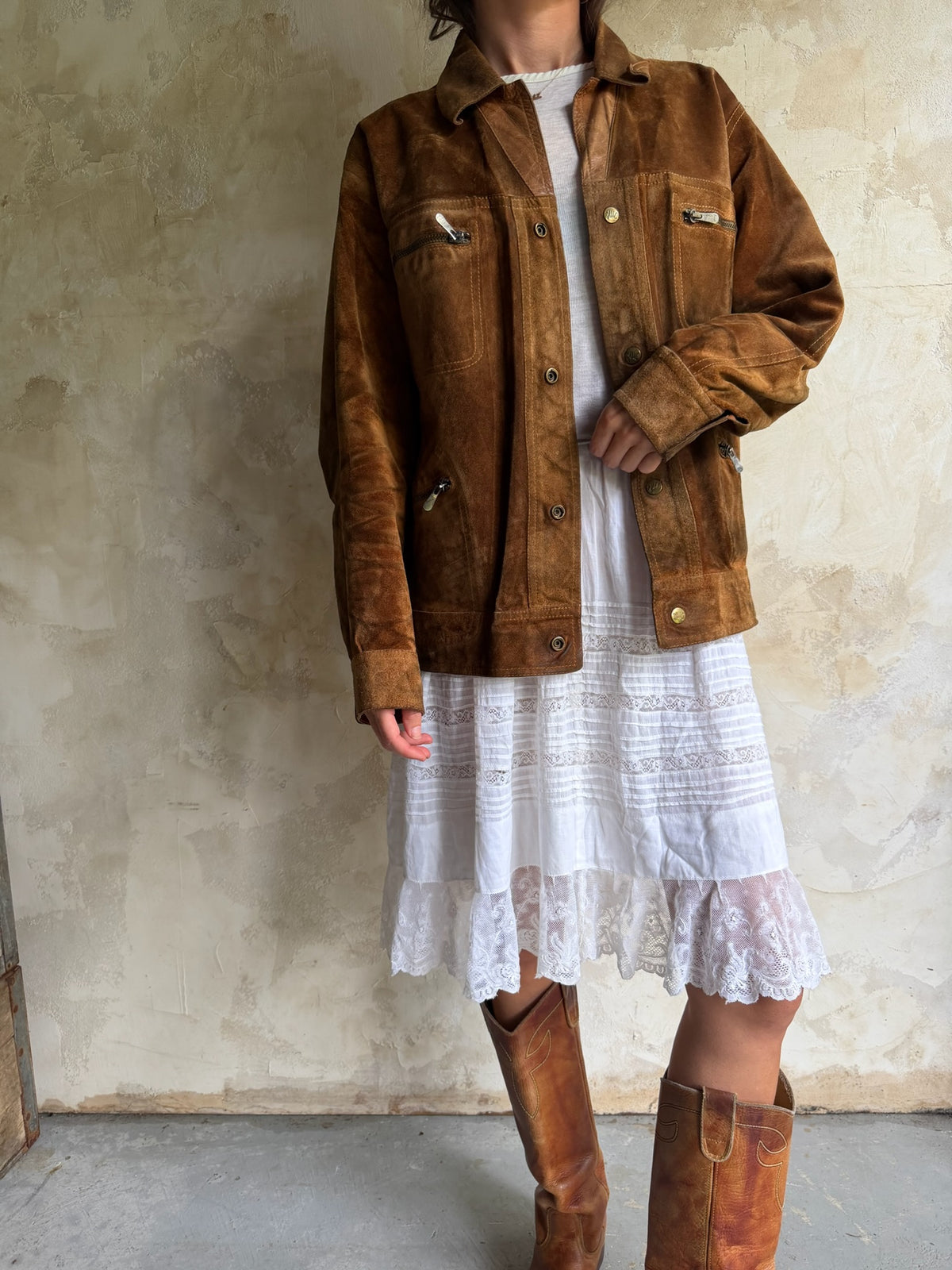 Faded Brown Suede Jacket