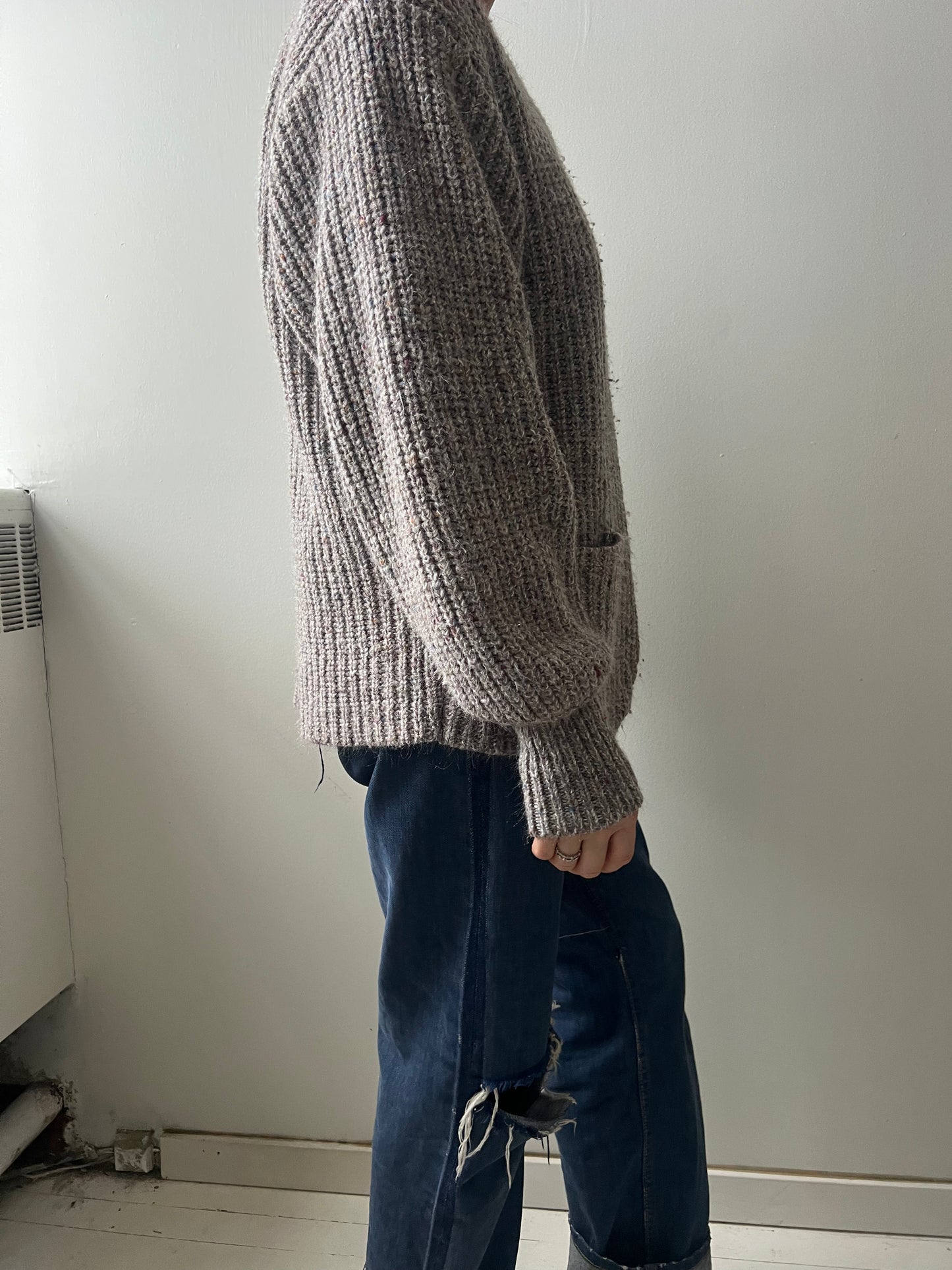 Speckled Grey + Mushroom Ribbed Knit