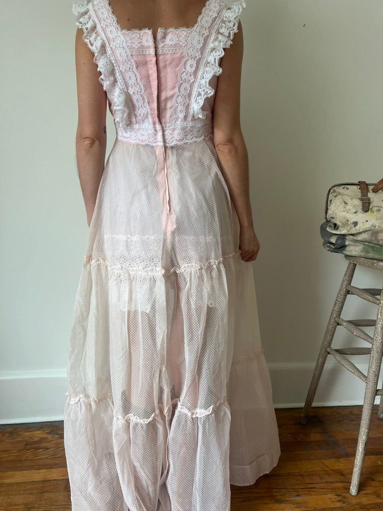 Pink Ruffle Tea Party Sheer Dress