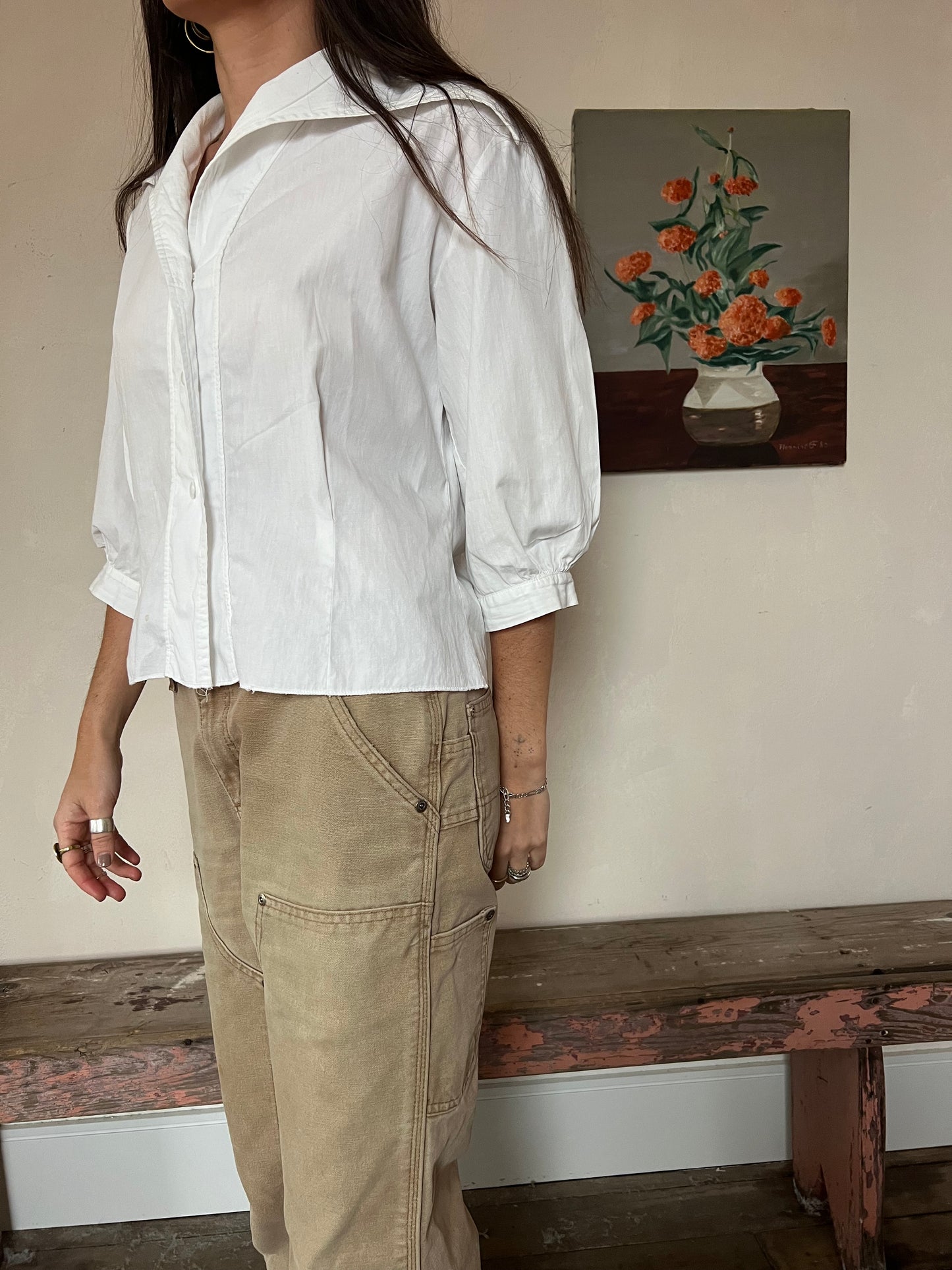 White 70s Sailor Blouse