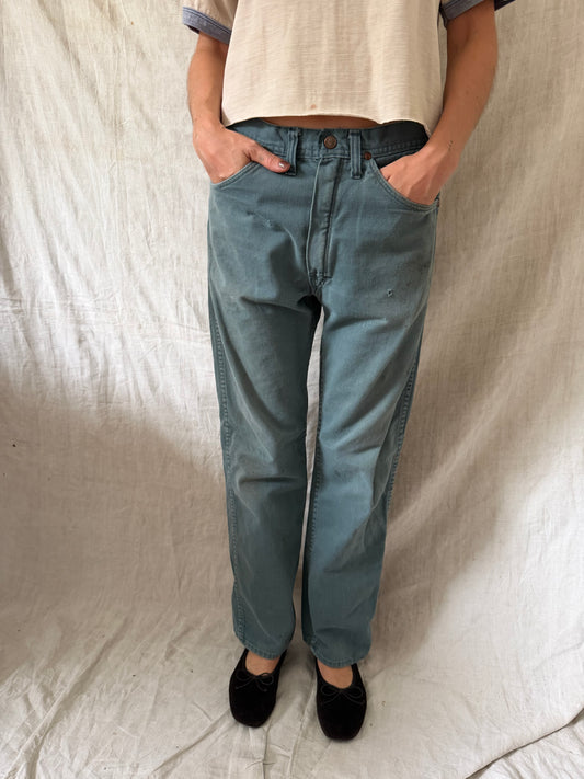 Faded Green Denim Pants