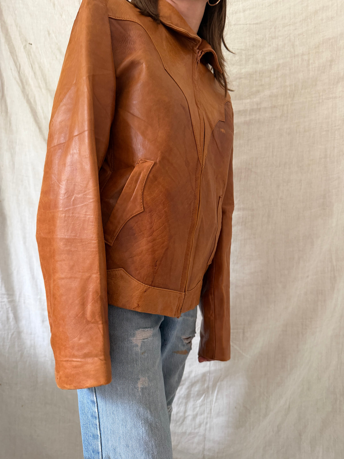 70s Tan Leather Jacket