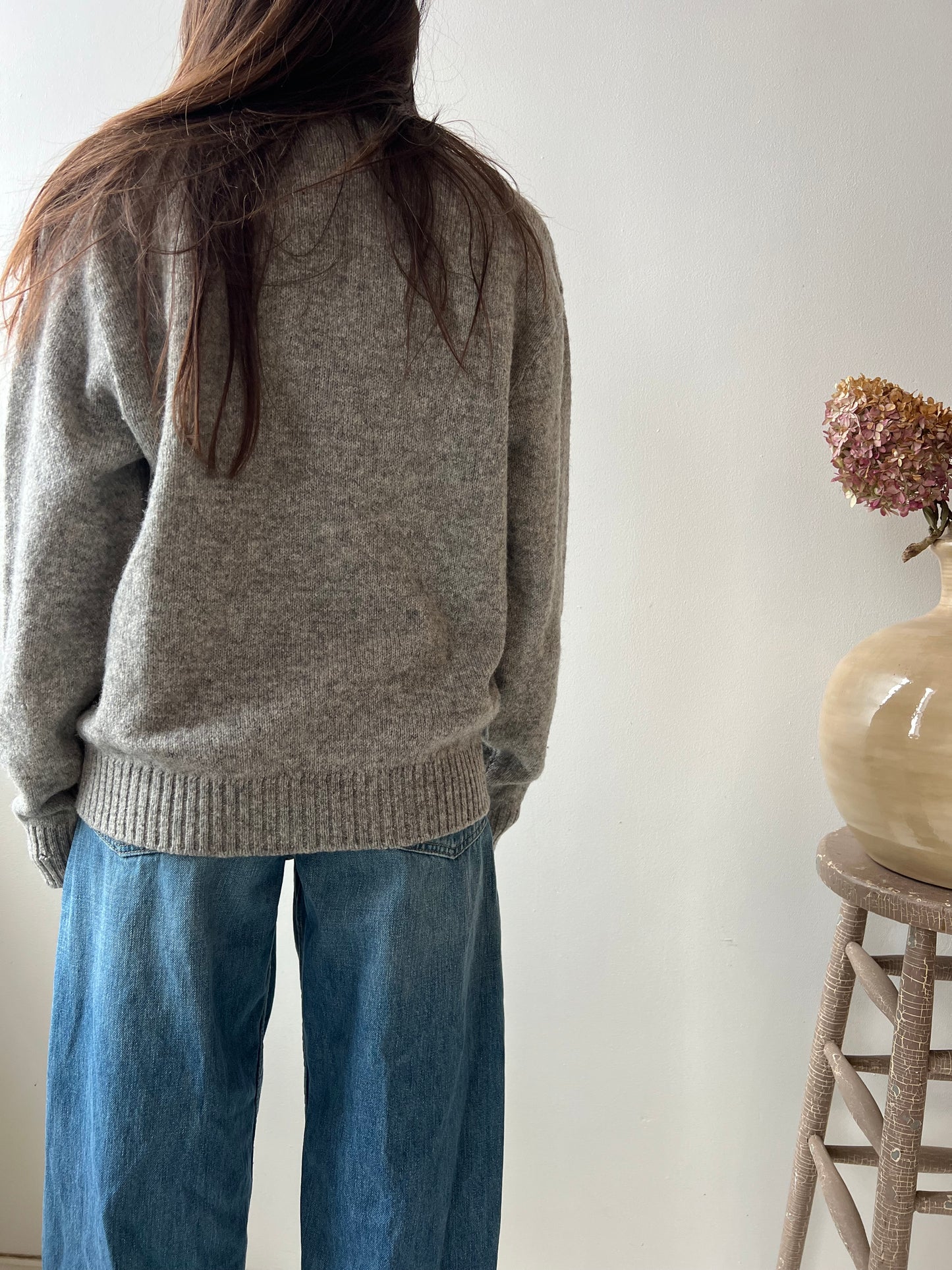 Heather Grey V Neck Sweater