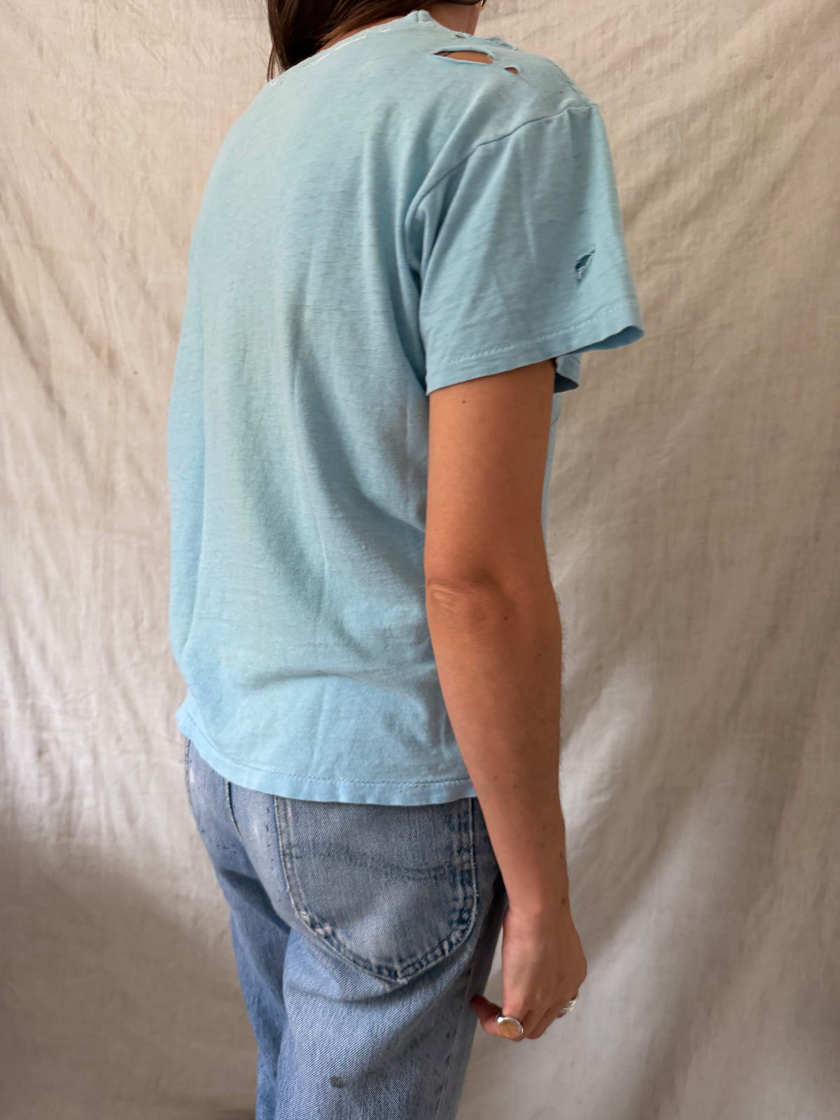 Sun bleached and Faded Baby Blue Tee