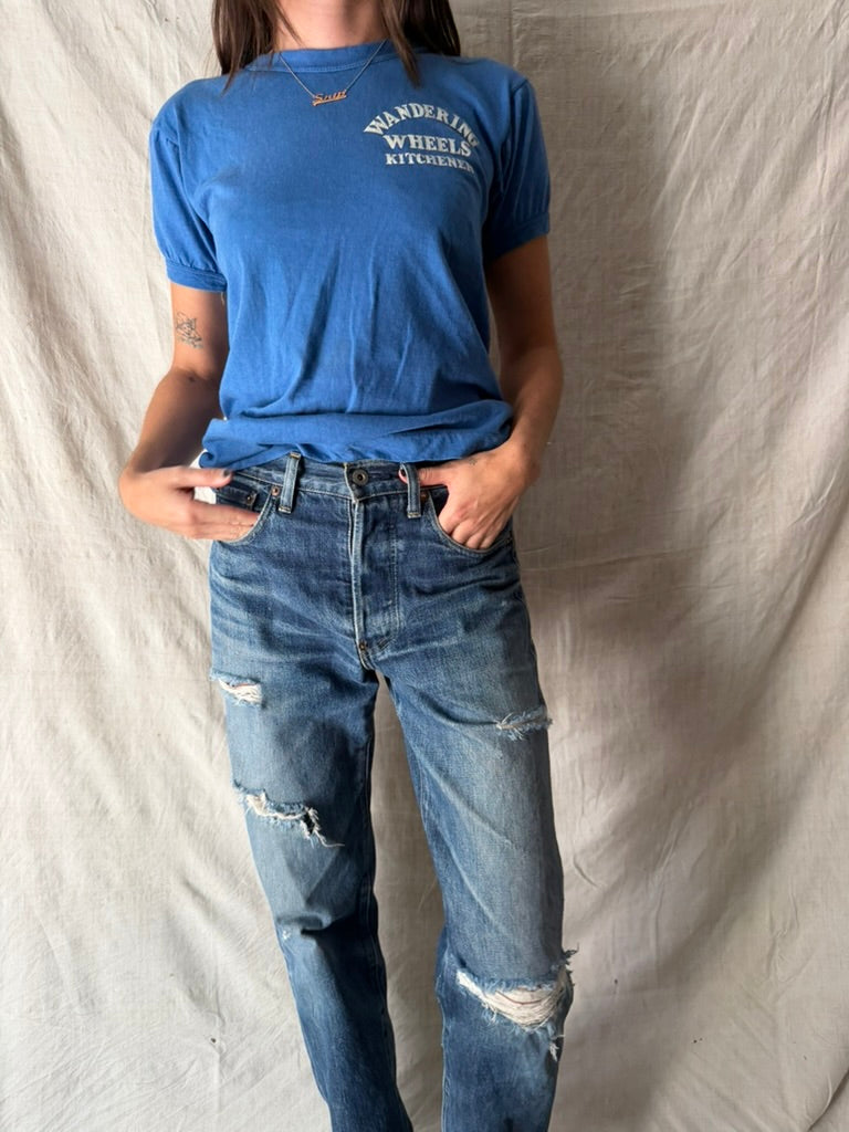 Wandering Wheels Blue Tee