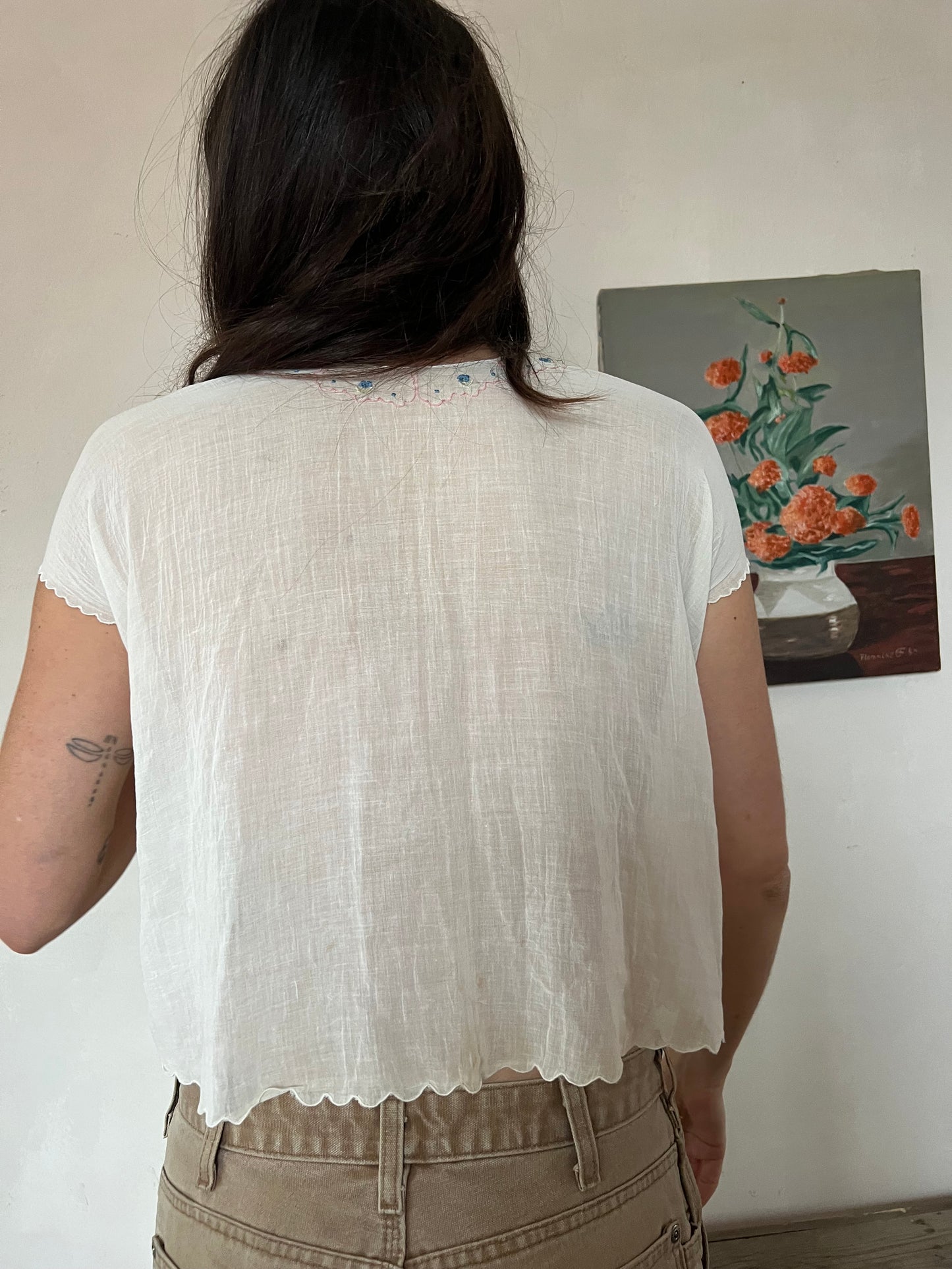 Antique Embroidered Cotton Blouse