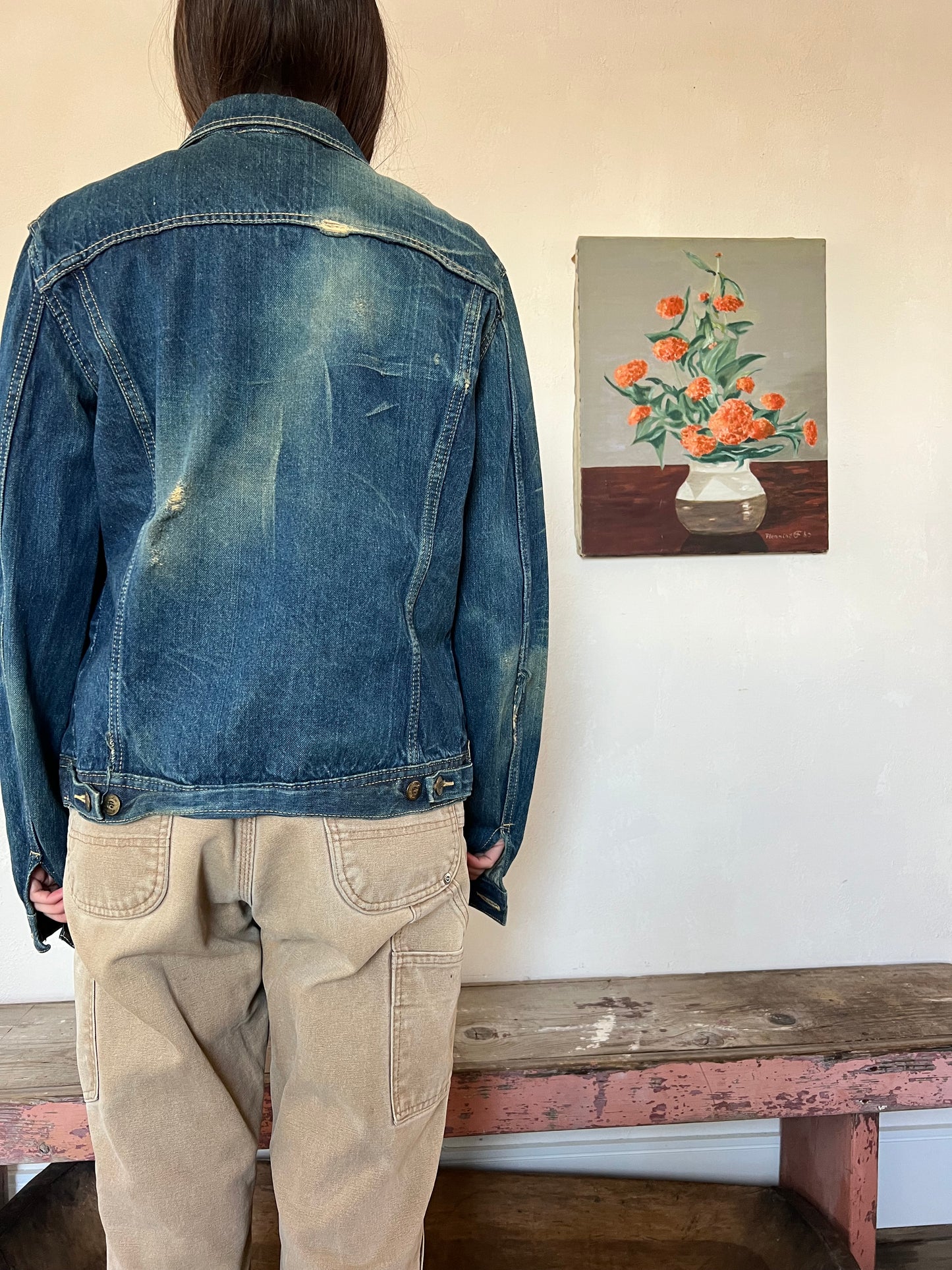 Patched Dark Denim Jacket