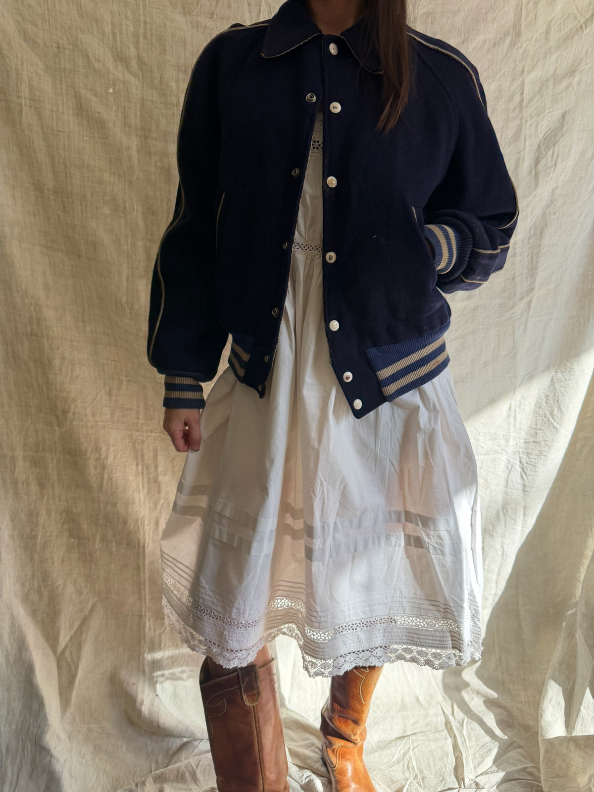 Navy Faded Blue Varsity Jacket