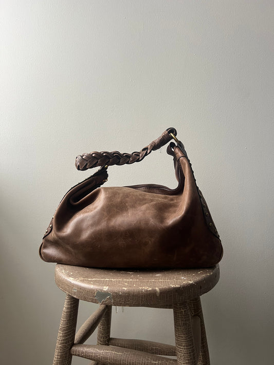 Jimmy Choo Braided Brown Saddle Bag