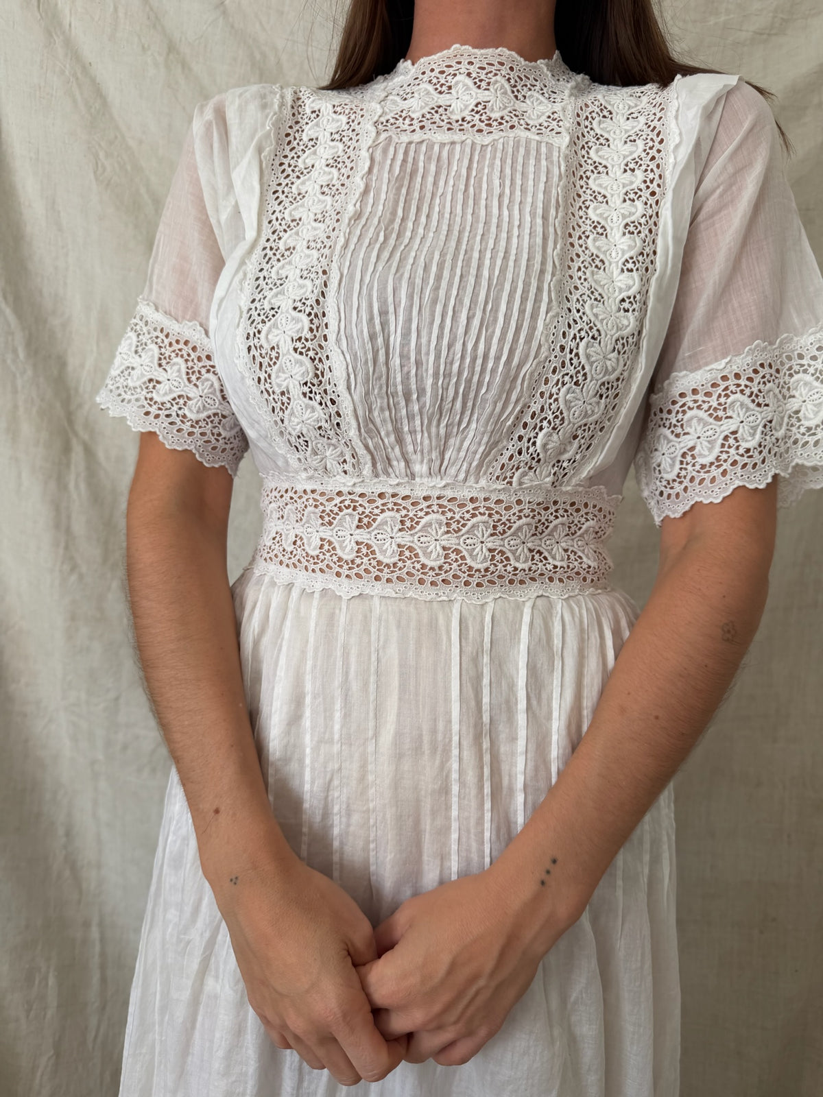 Edwardian White Cotton Tea Dress