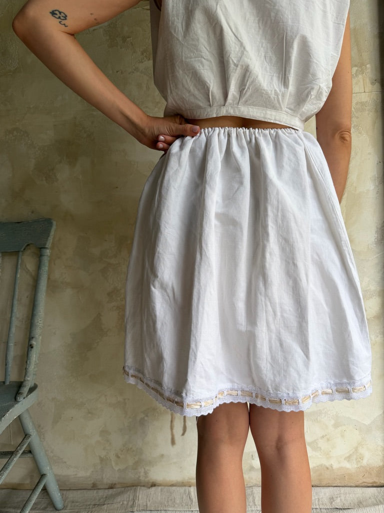 Reworked Skirt with Blush Silk Bow