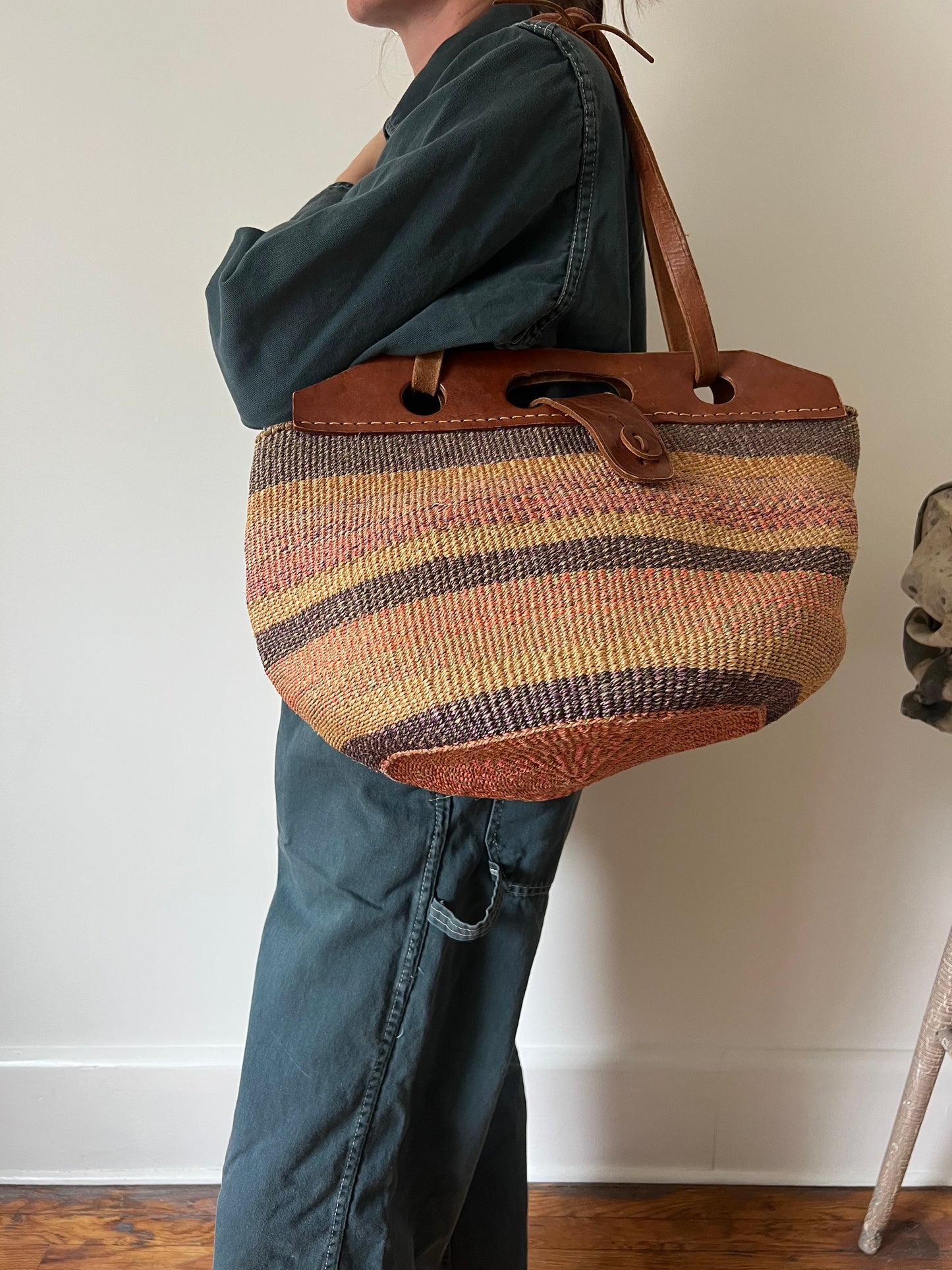 Woven Striped Market Bag