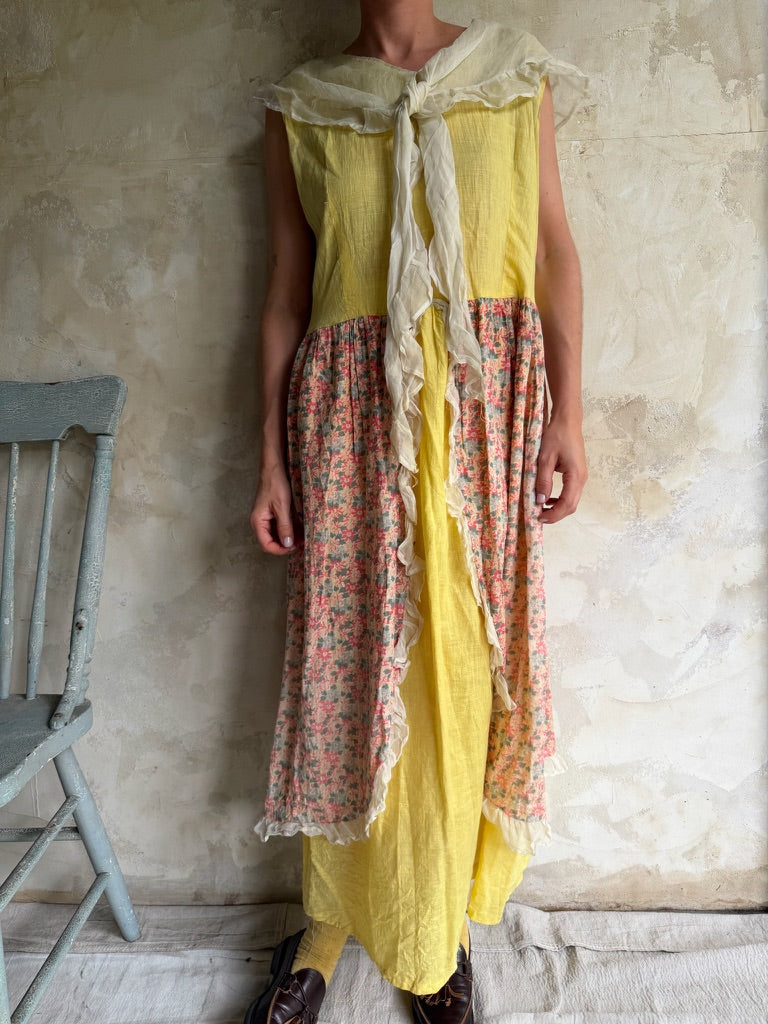 Antique Yellow Floral Dress