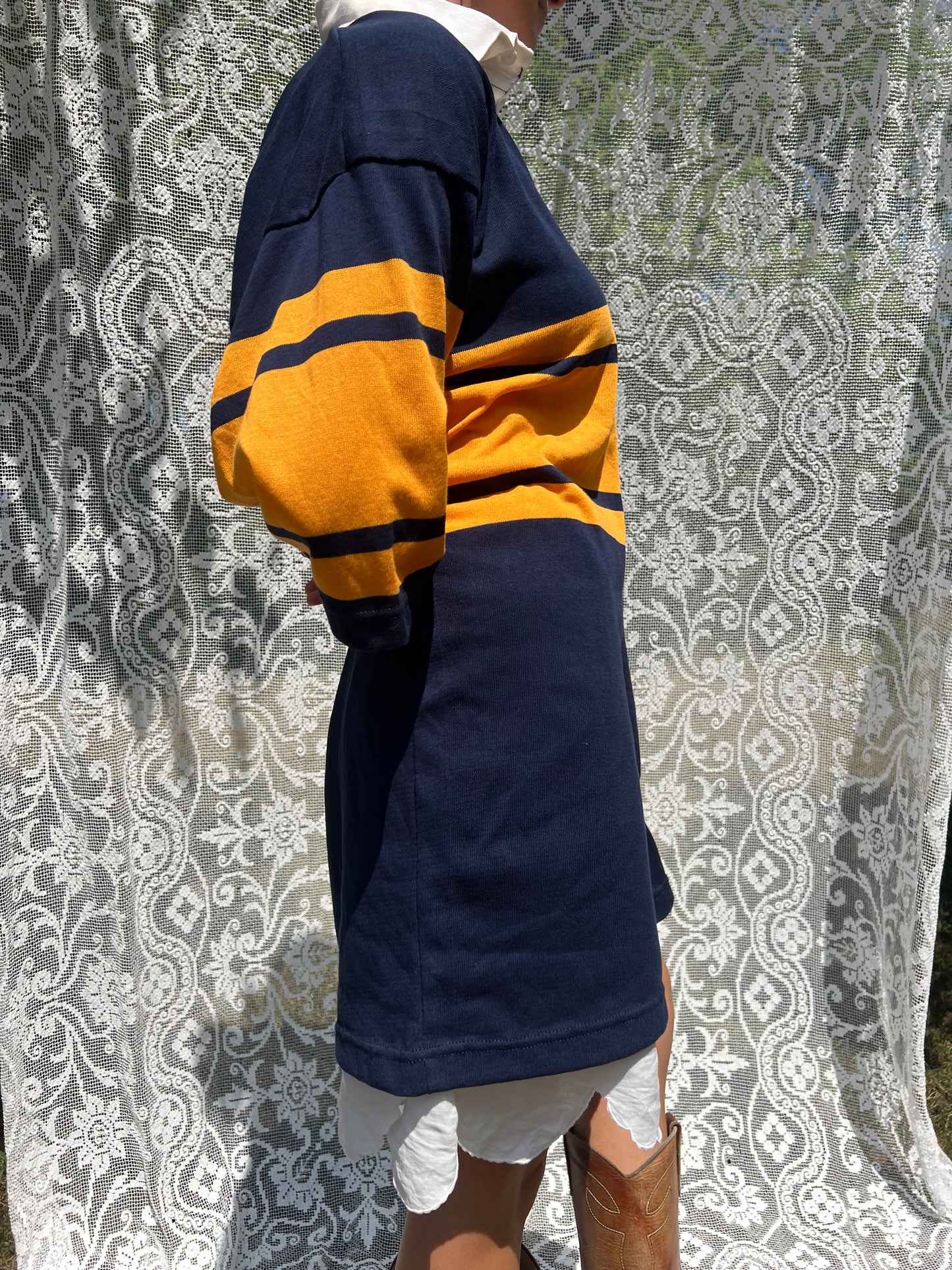 Navy and Yellow Short Sleeve Rugby Shirt