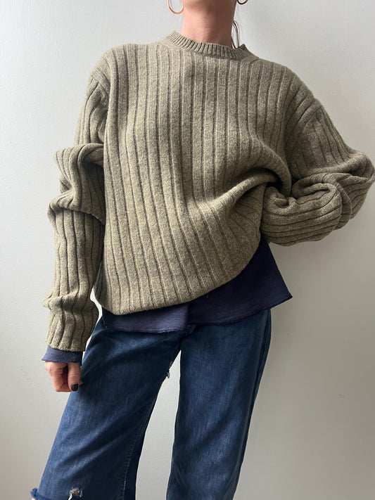 Ribbed Sage Green Sweater