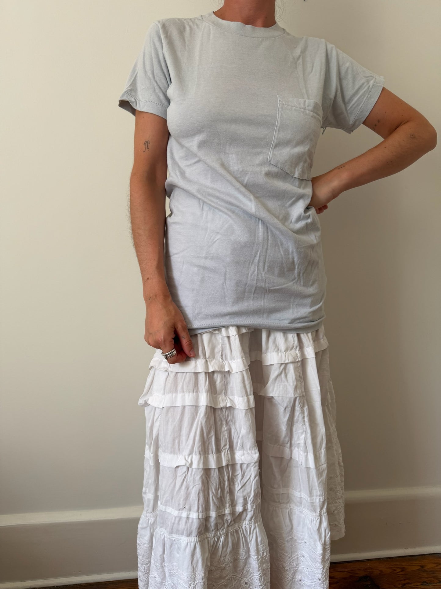 Pale Blue Grey Blank Pocket Tee