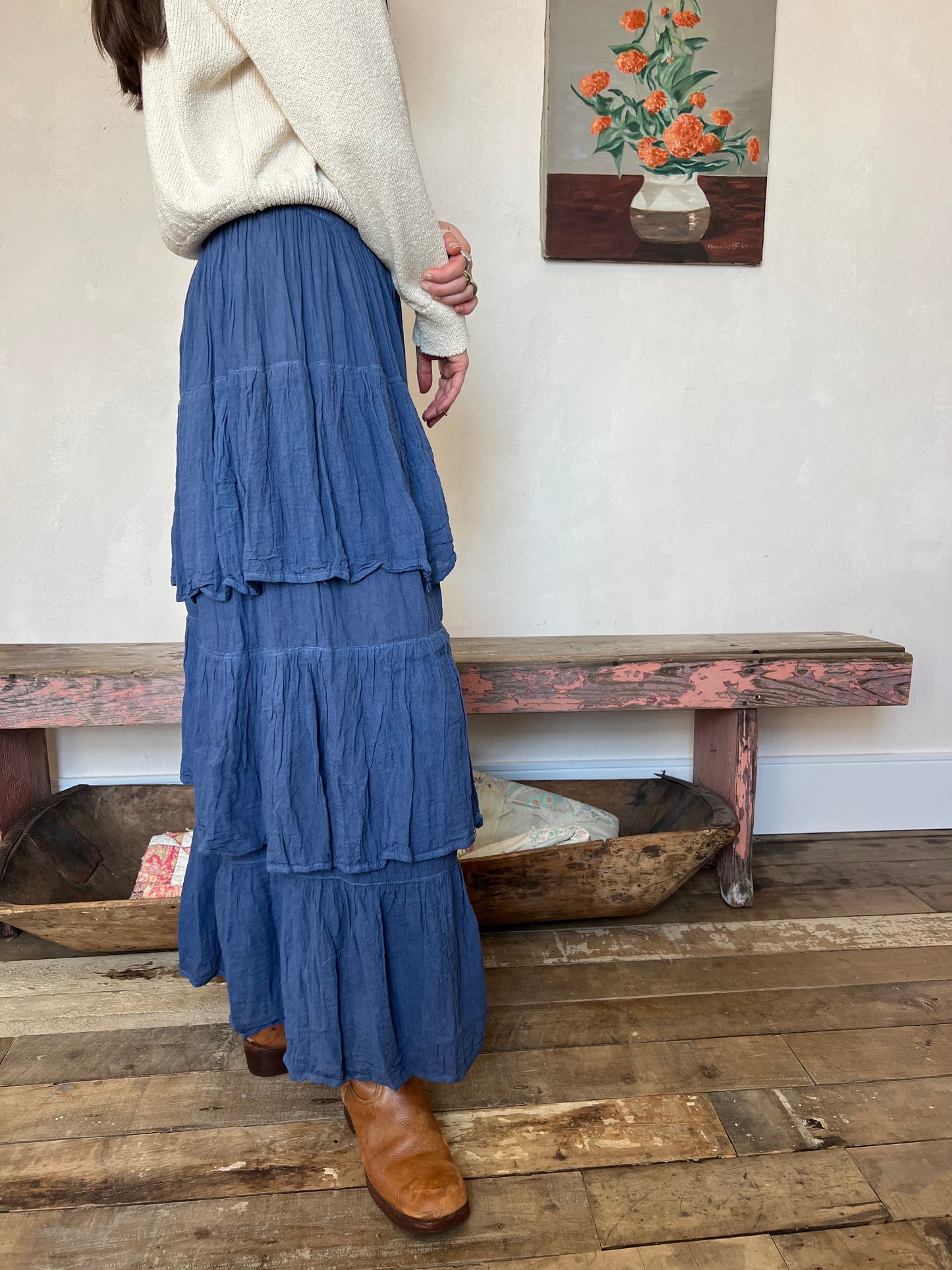 Oaxacan Indigo Ruffle Skirt