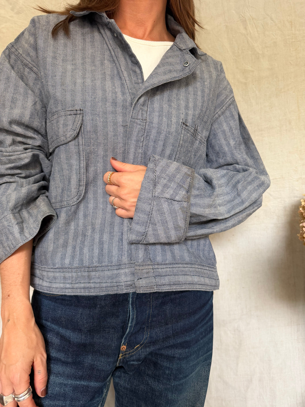 Twill Cropped Coveralls Jacket