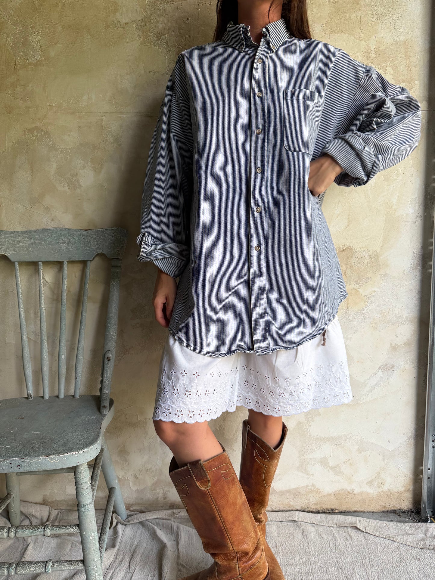 Pinstripe Men’s Button Up