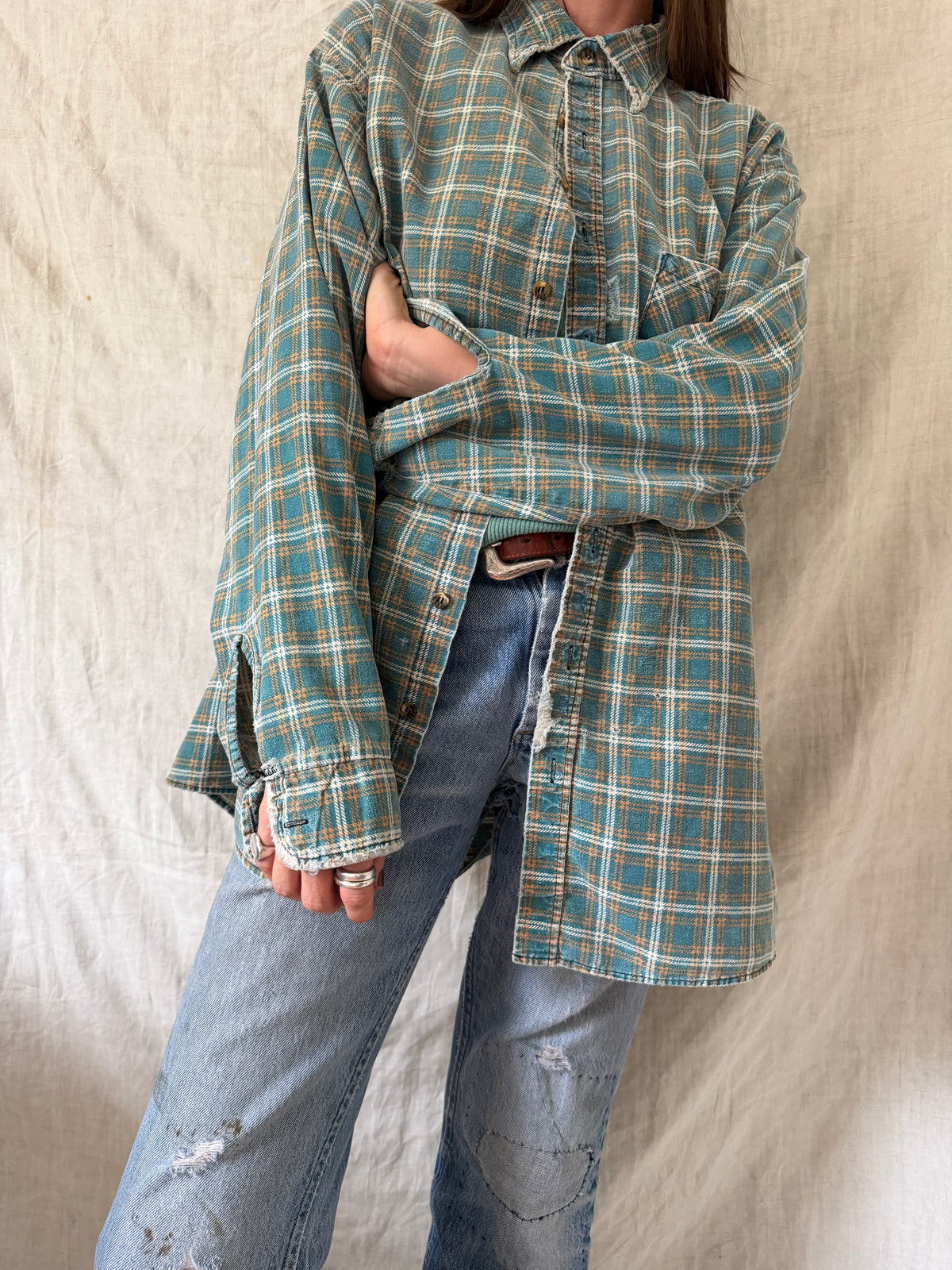 Faded Plaid Button Up