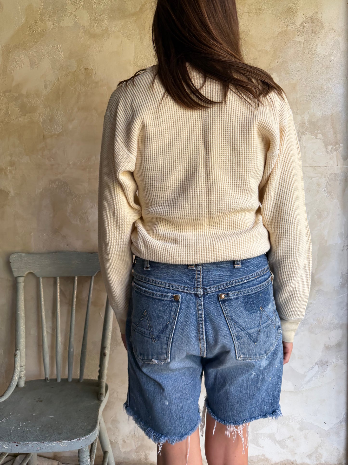 Cream Waffled Henley