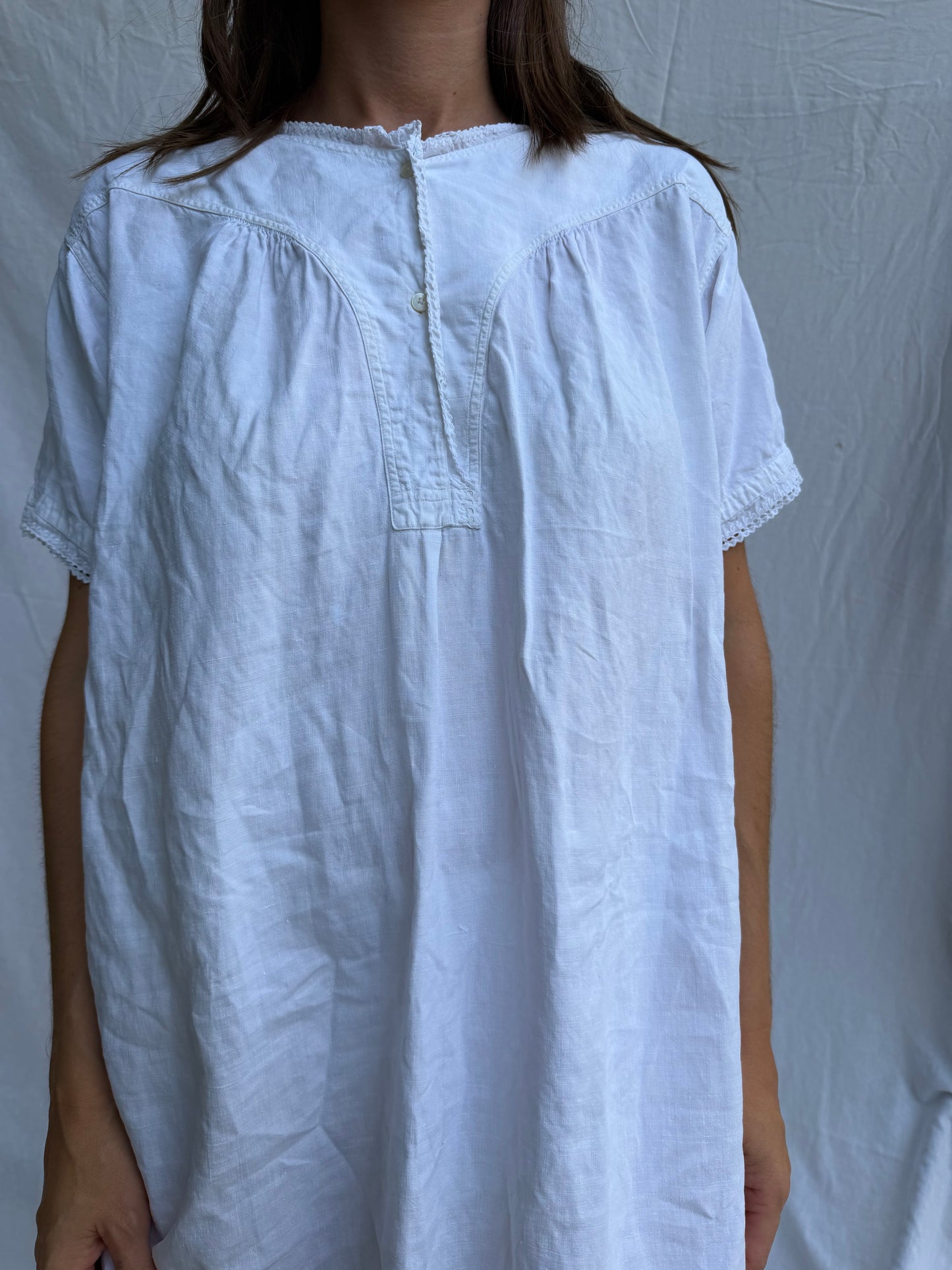 Antique Italian White Linen Smock