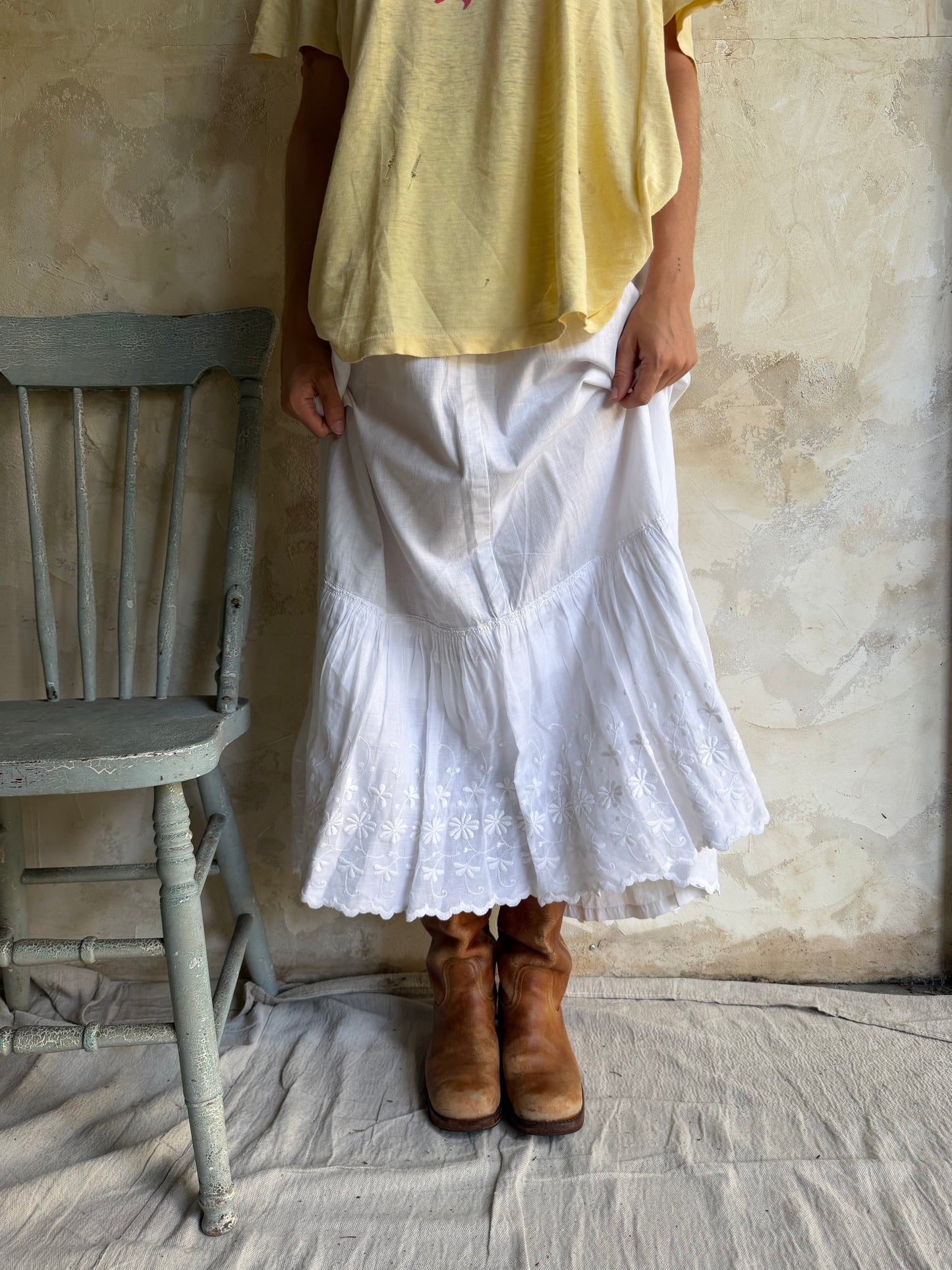 Edwardian White Ruffled Skirt