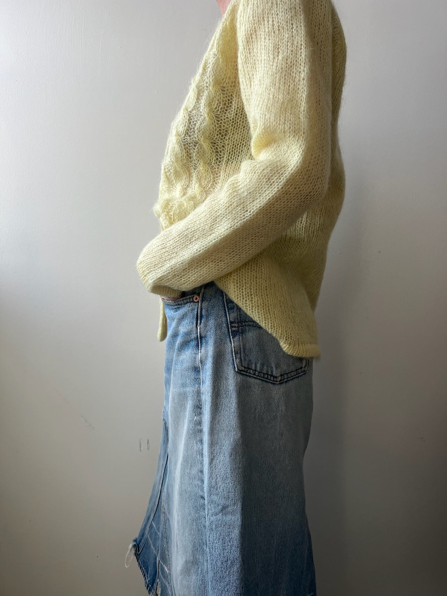 Baby Yellow Mohair Cardigan