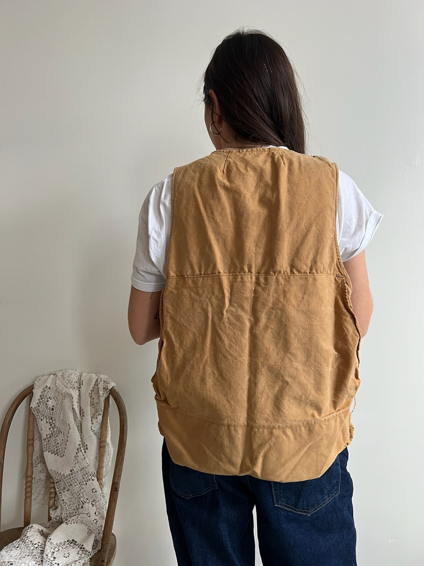 Camel Cotton Zip-Up Hunting Vest