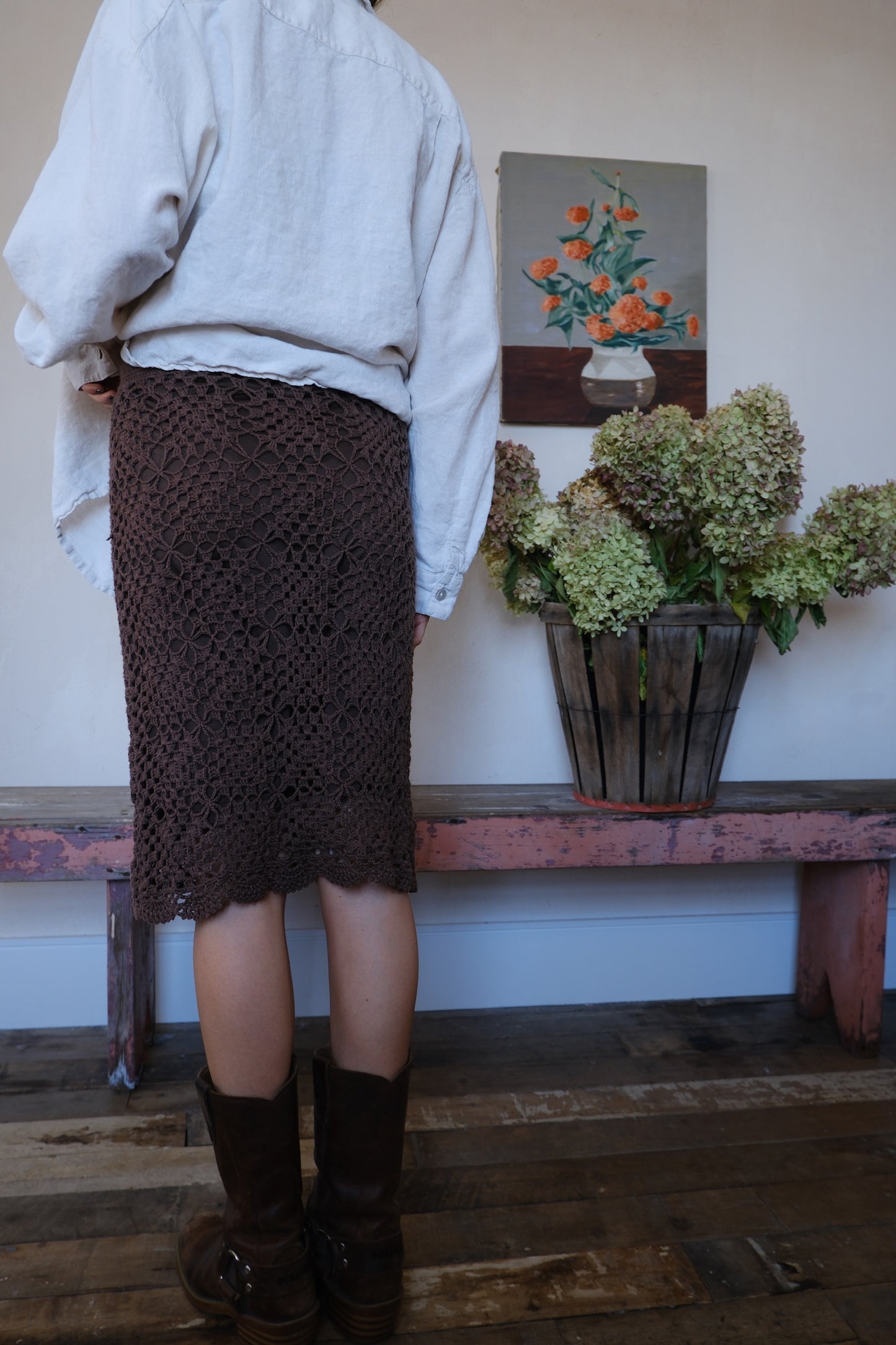 Brown Crochet Skirt