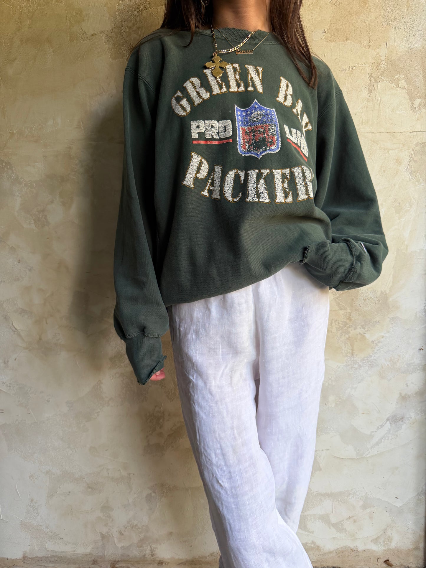 Green Bay Packers Faded Green Crewneck