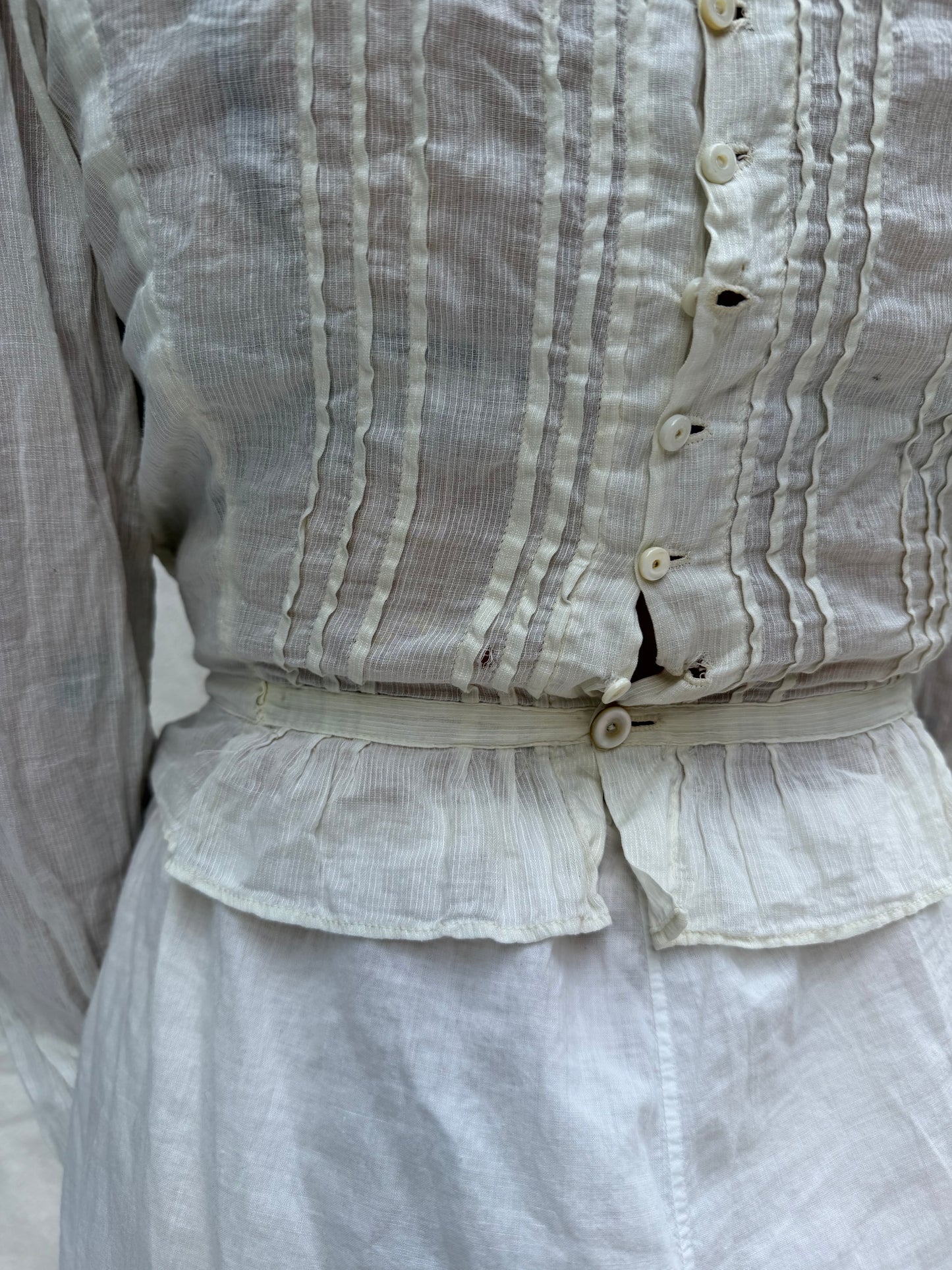 1930s Ivory Cotton Ruffled Blouse