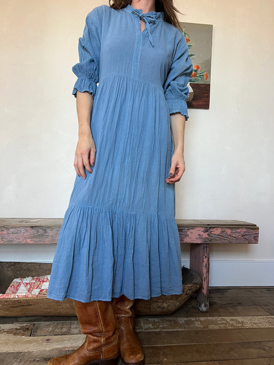 Oaxacan Frilly Dress in Sky Blue