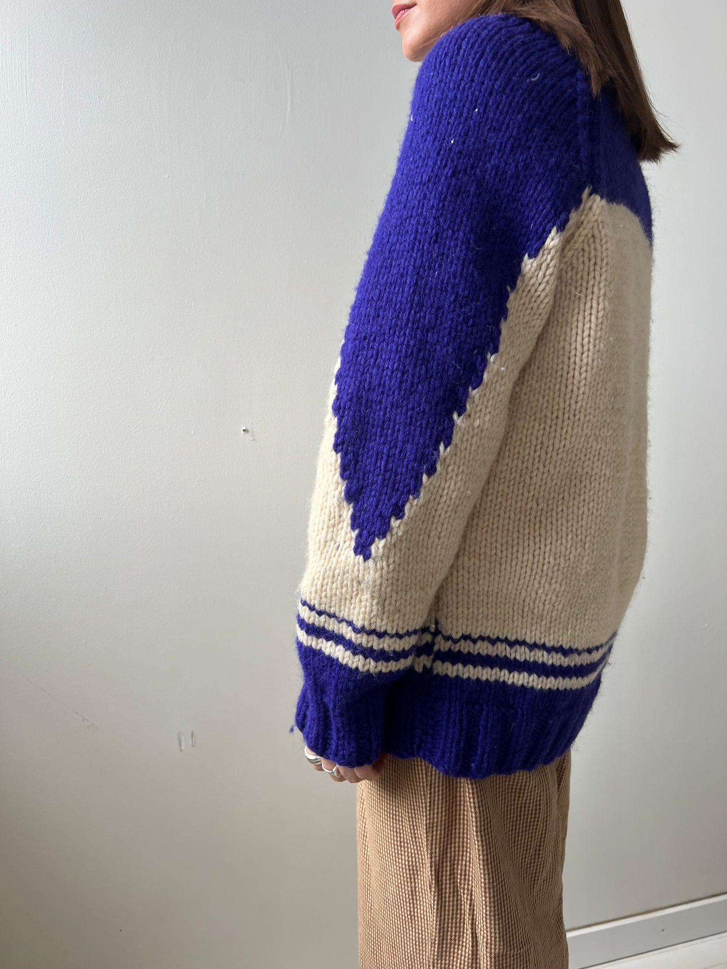 Purple and Cream Curling Sweater