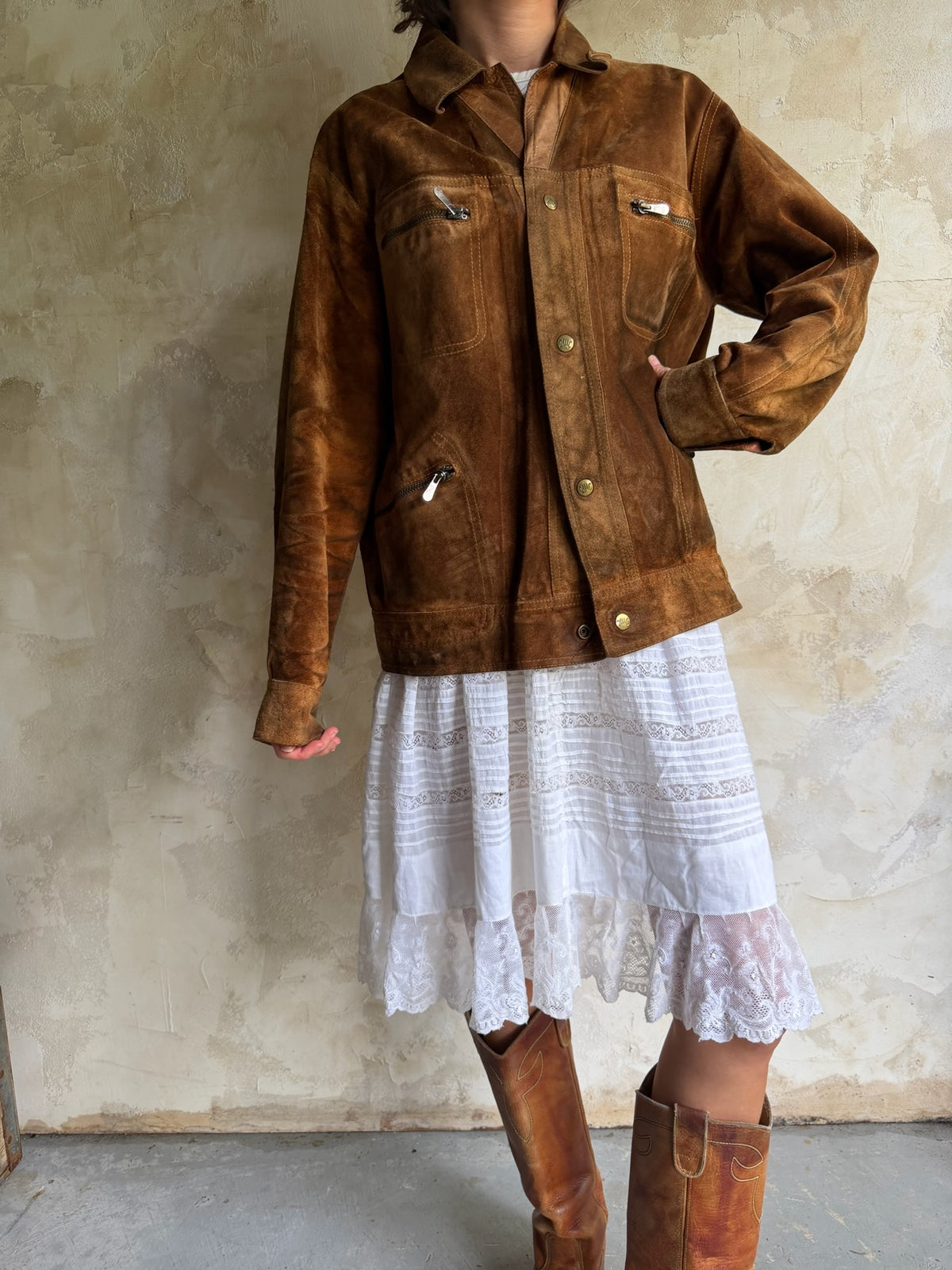 Faded Brown Suede Jacket