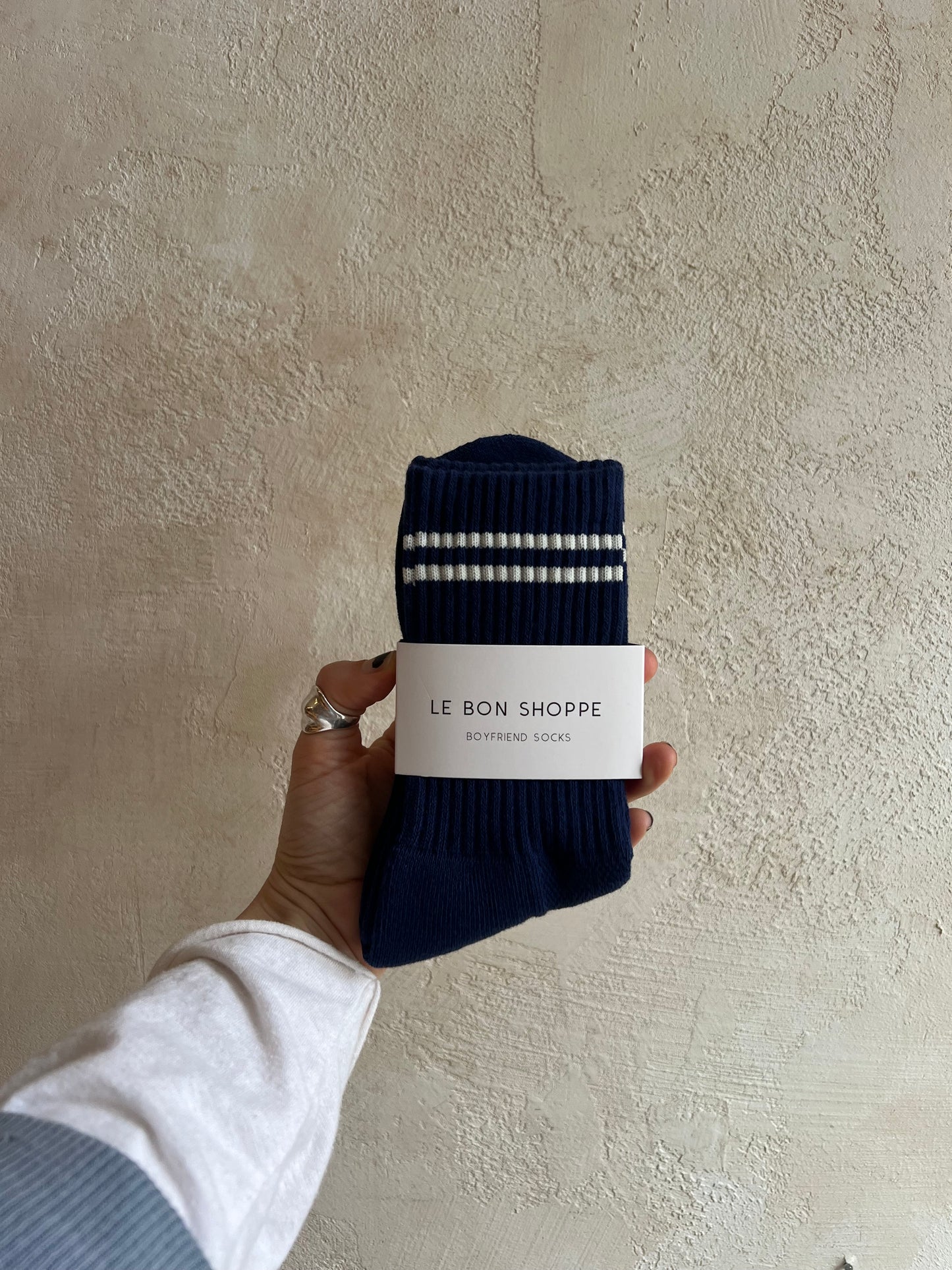 Boyfriend Socks in Navy by Le Bon Shoppe