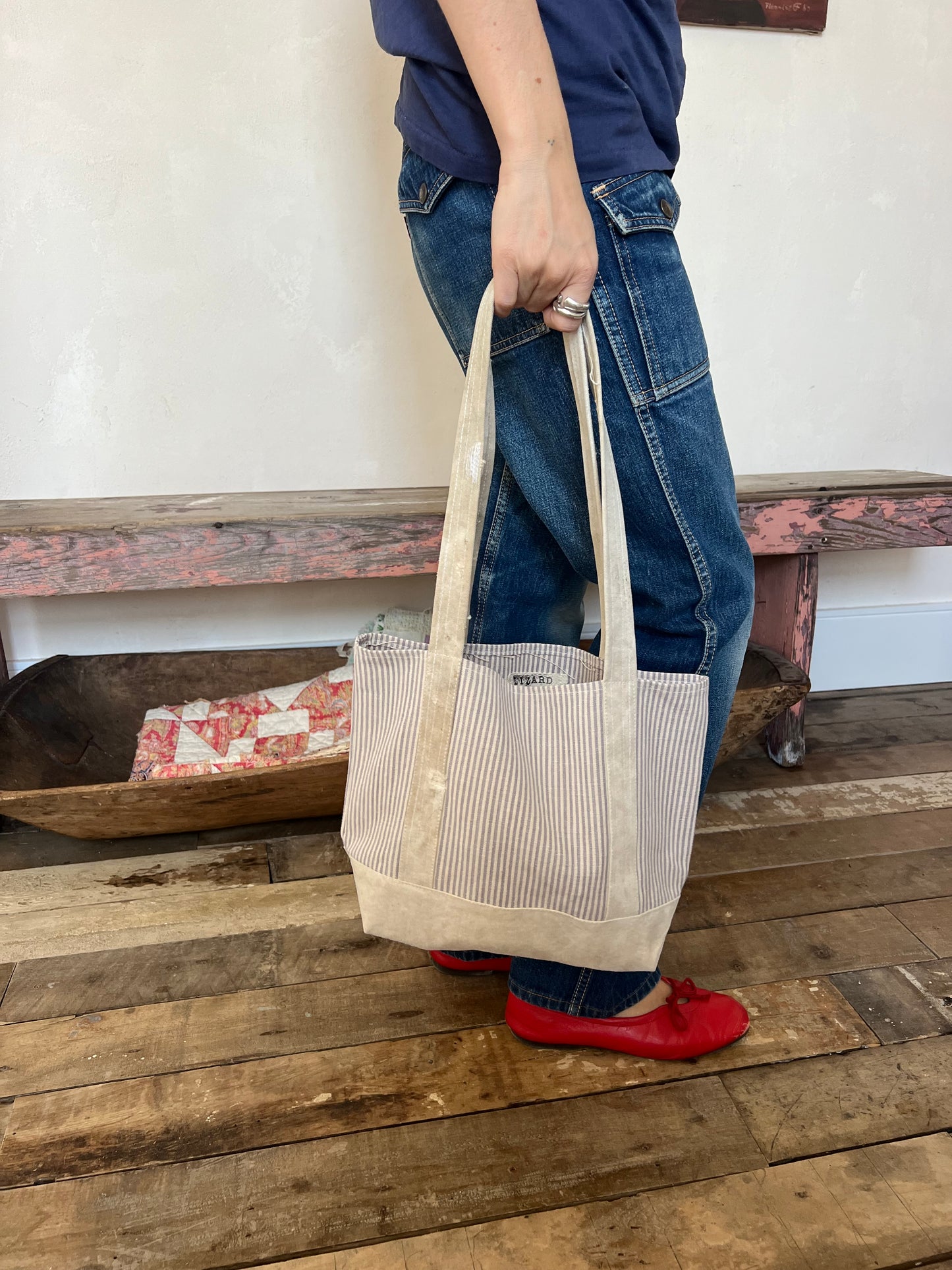 Blue + White Striped Mini Boat + Tote Bag