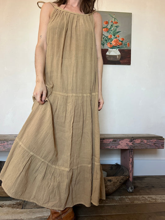 Oaxacan Tank Dress in Wheat