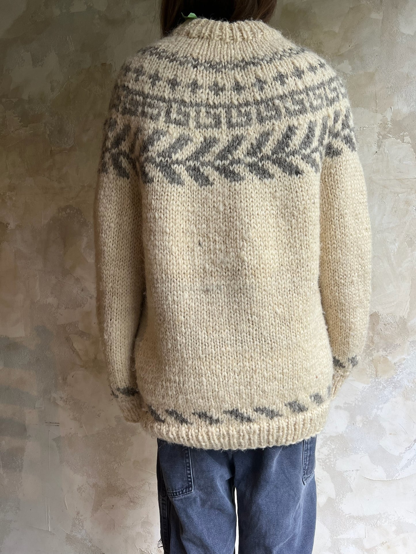Icelandic Cream + Grey Wool Sweater