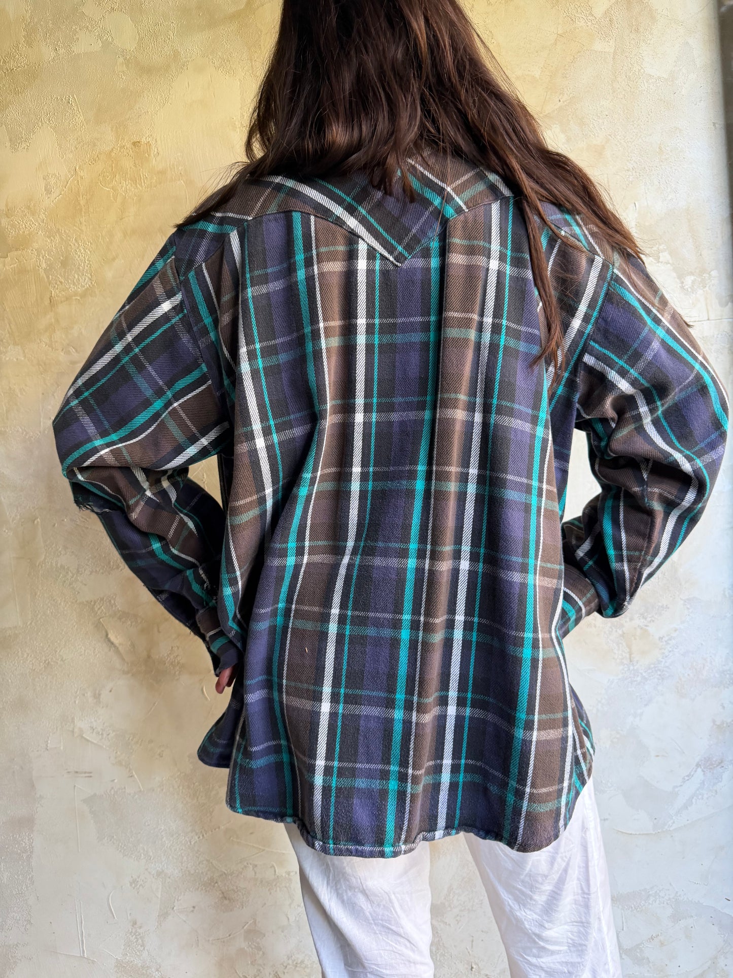 Brown + Blue Western Flannel